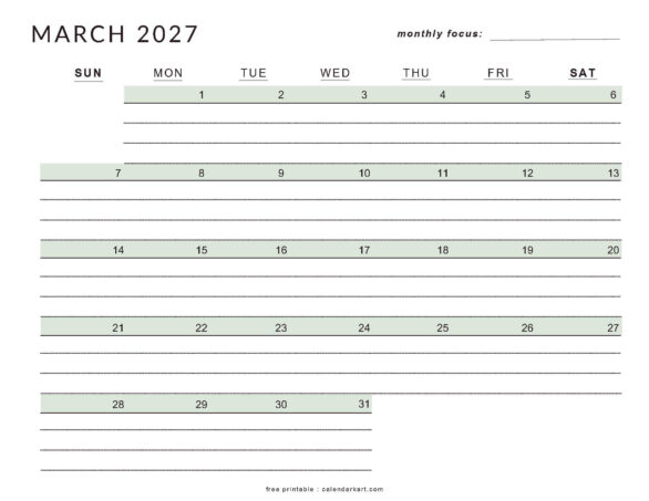 March 2027 Calendar Templates - Free Printable PDFs - CalendarKart