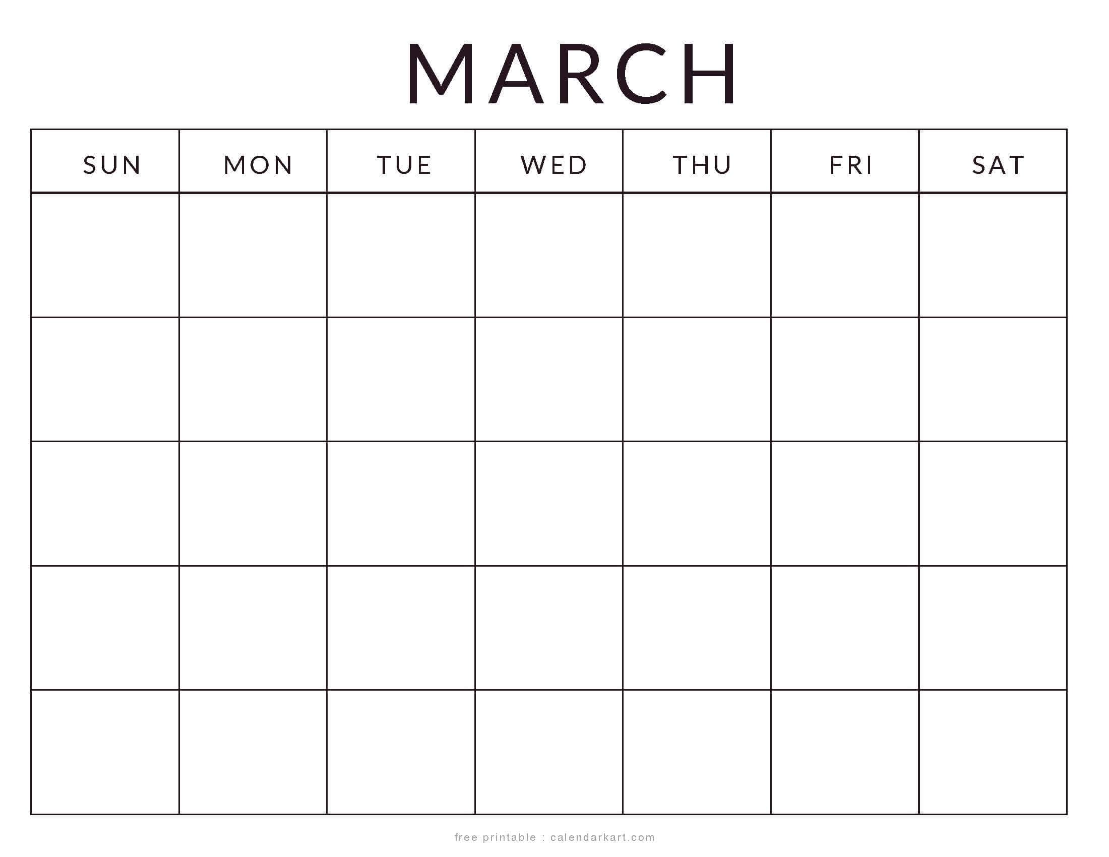 Printable March Calendar Blank