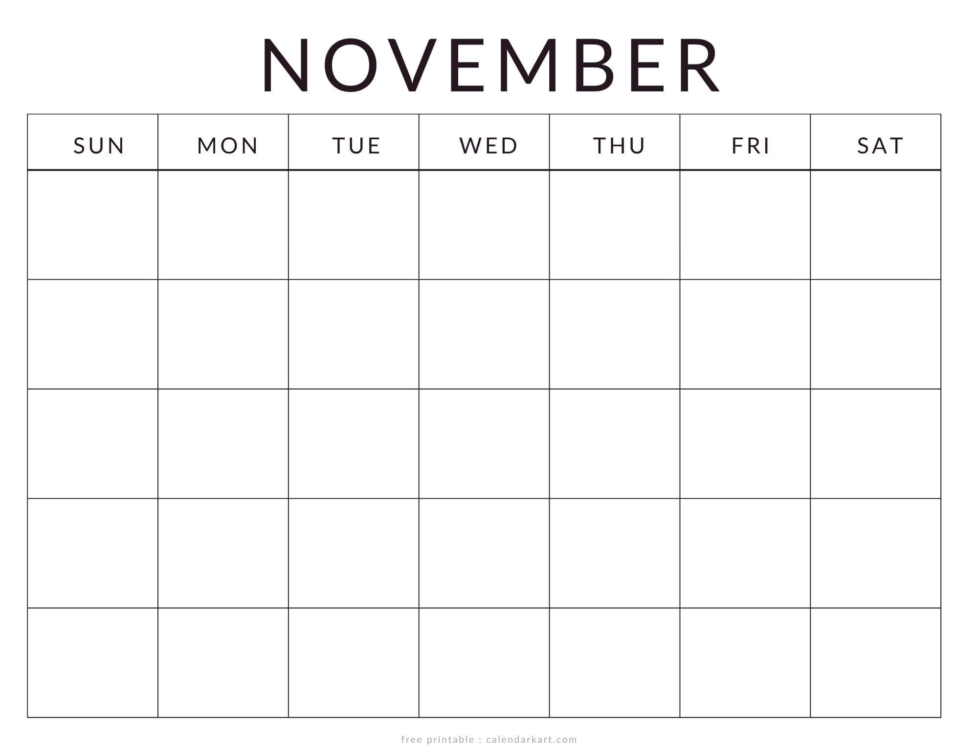 Printable November Calendar Blank