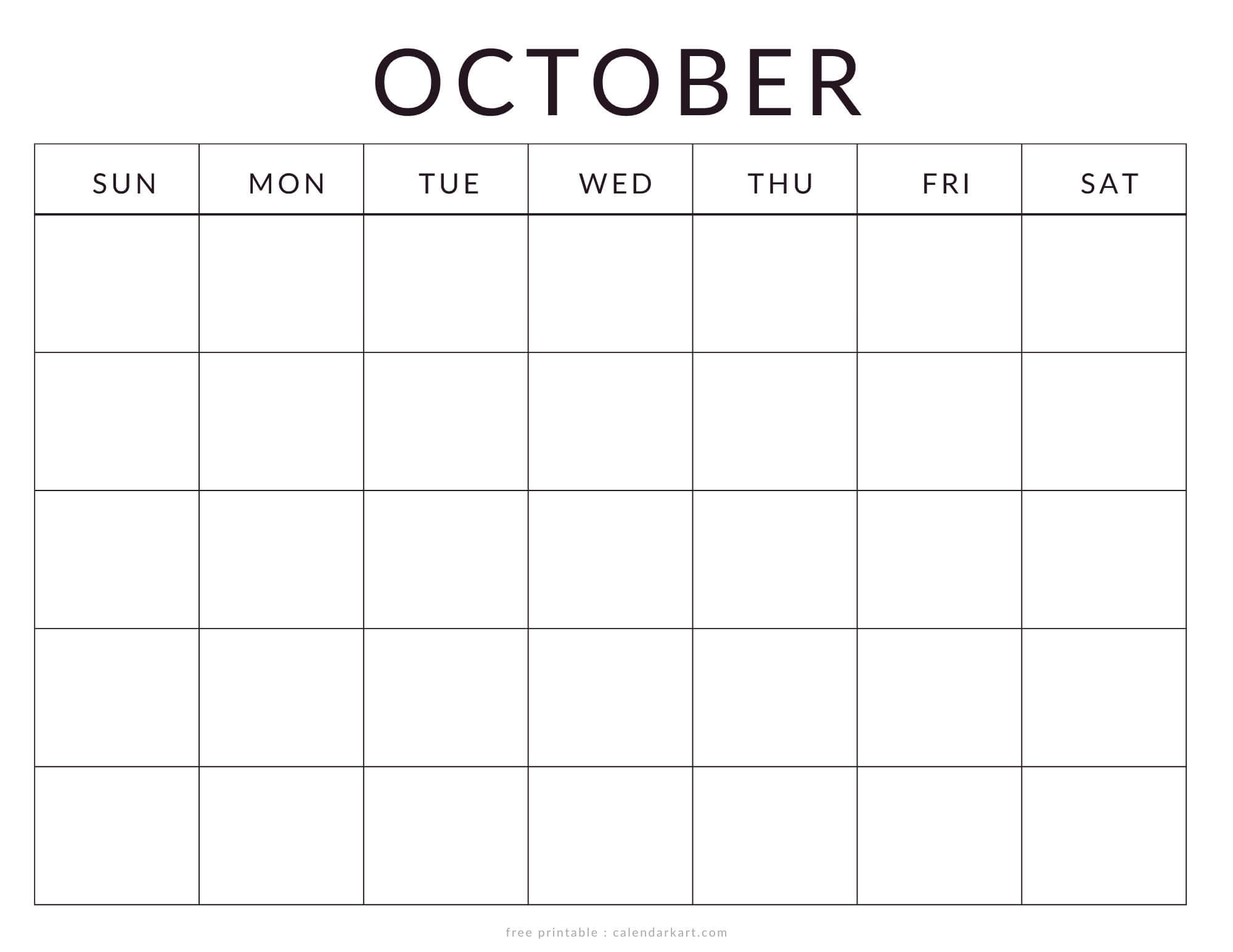 Printable October Calendar Blank