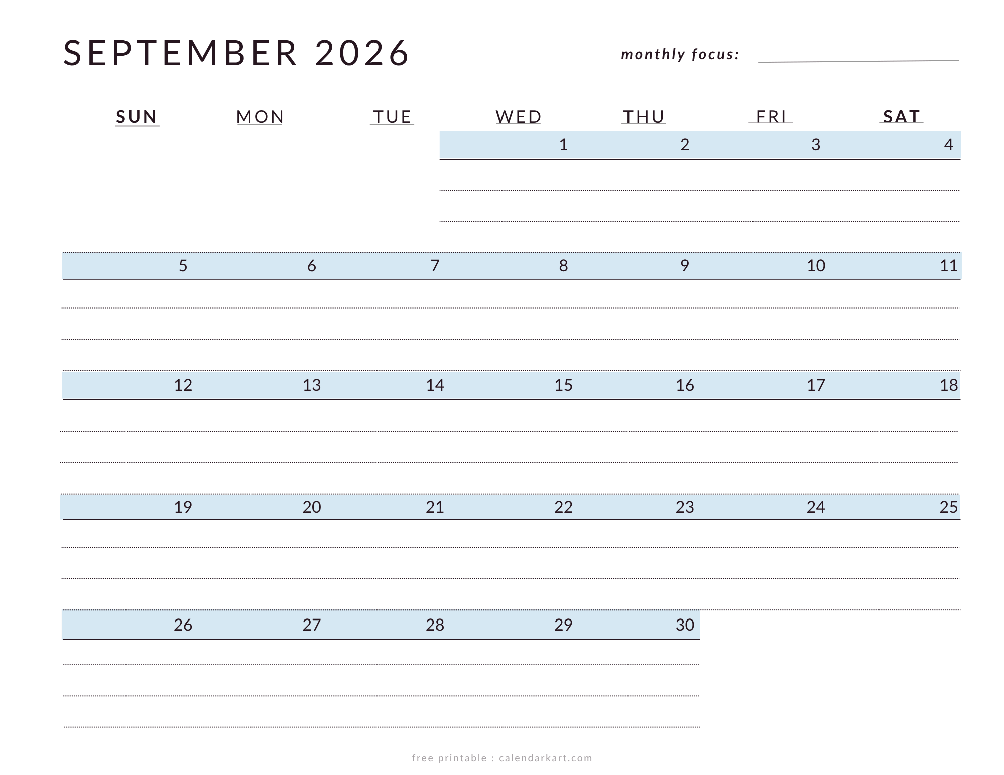 Printable September 2027 Calendar Lined soft Pastel