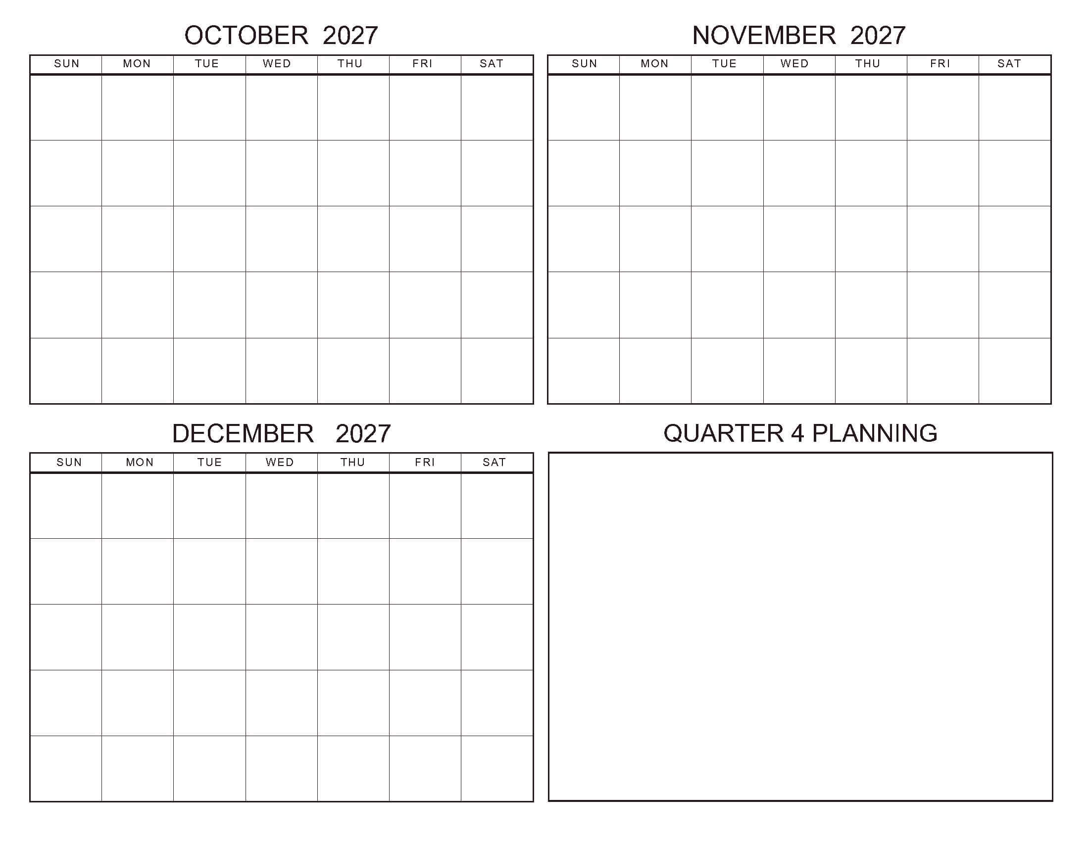 Quarter-3 Blank Calendar