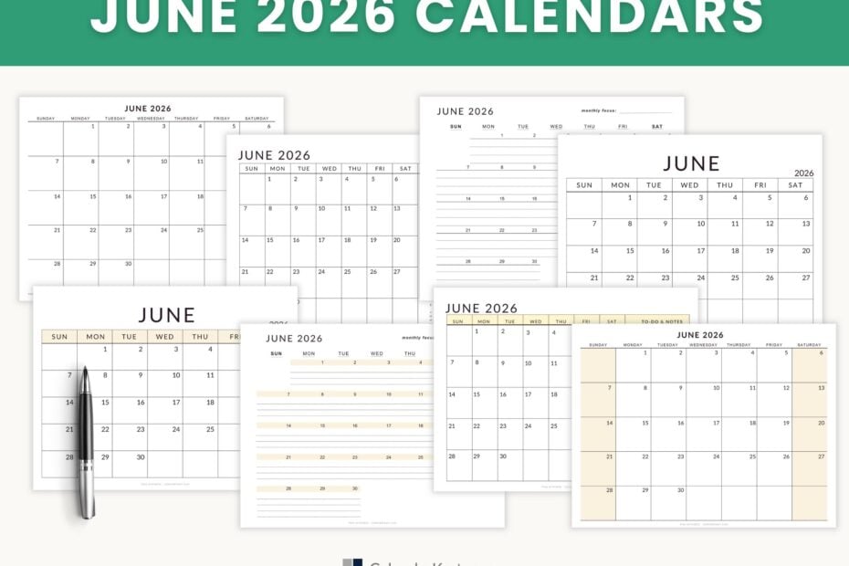 June 2026 Free Printable Calendar