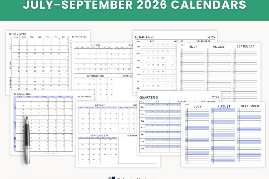 July-September Q3 2026 Free Calendar