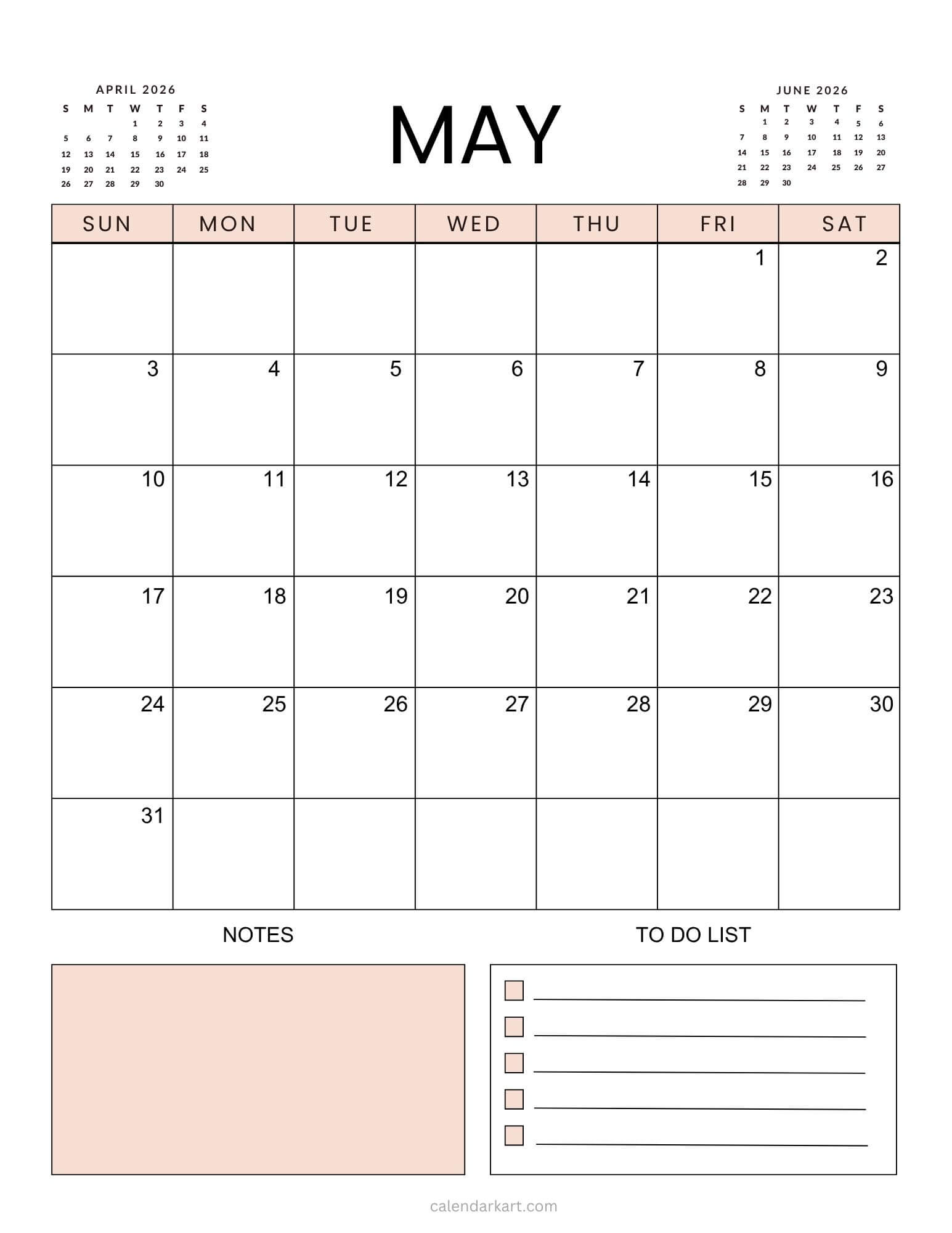 May 2026 Calendar Planner Vertical (Soft Pastel)