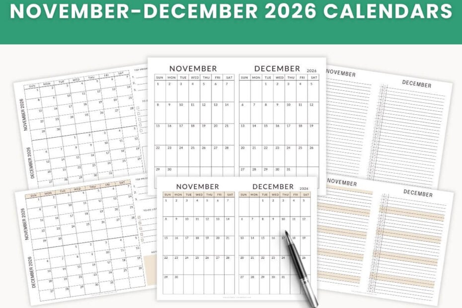 November-December 2026 Printable Free Calendar
