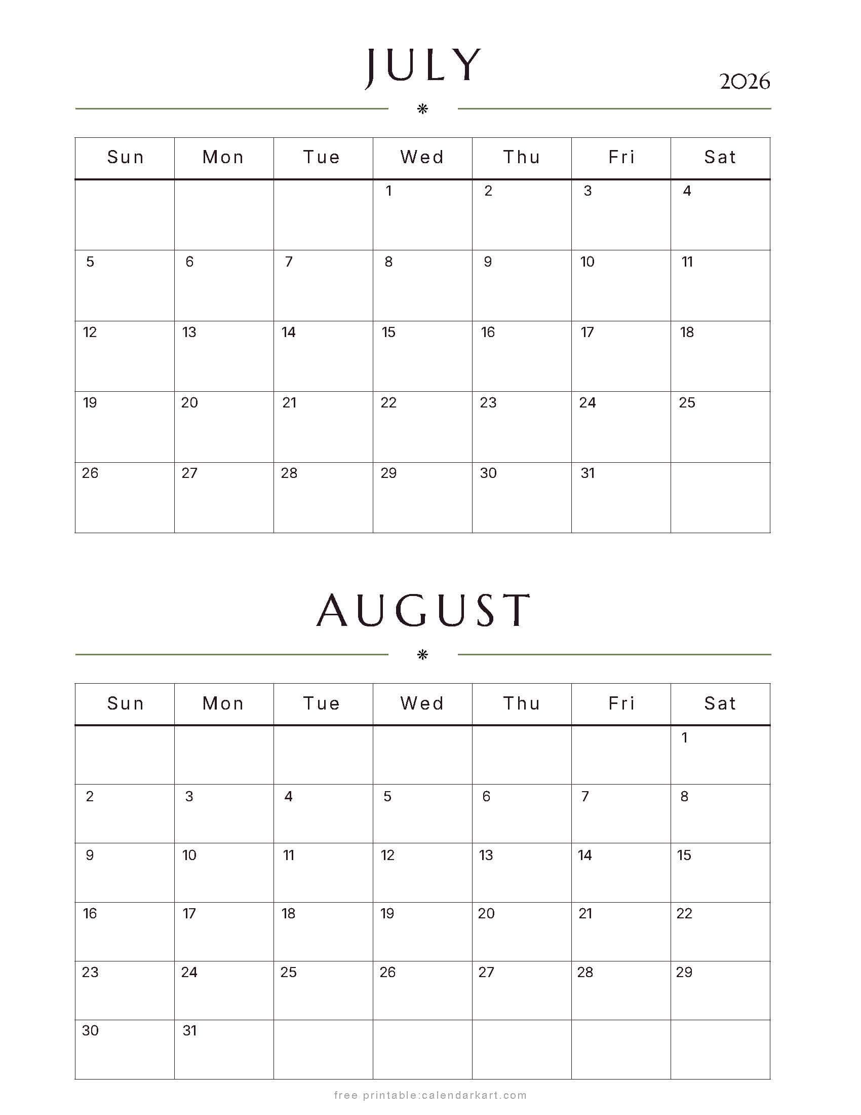 July-August Bi Monthly Calendar 2026 5