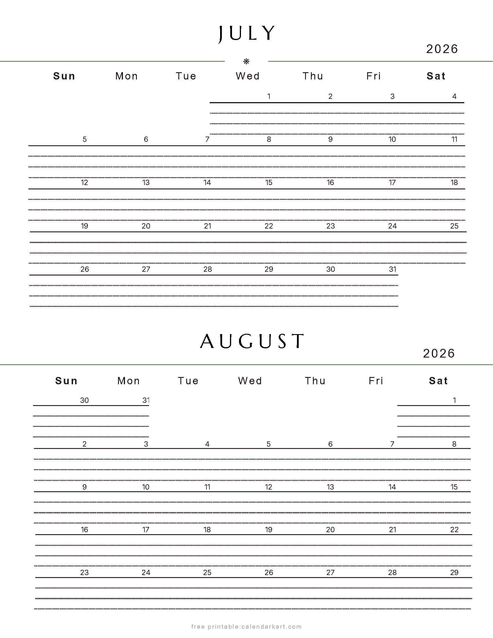 July-August Bi Monthly Calendar 2026 8