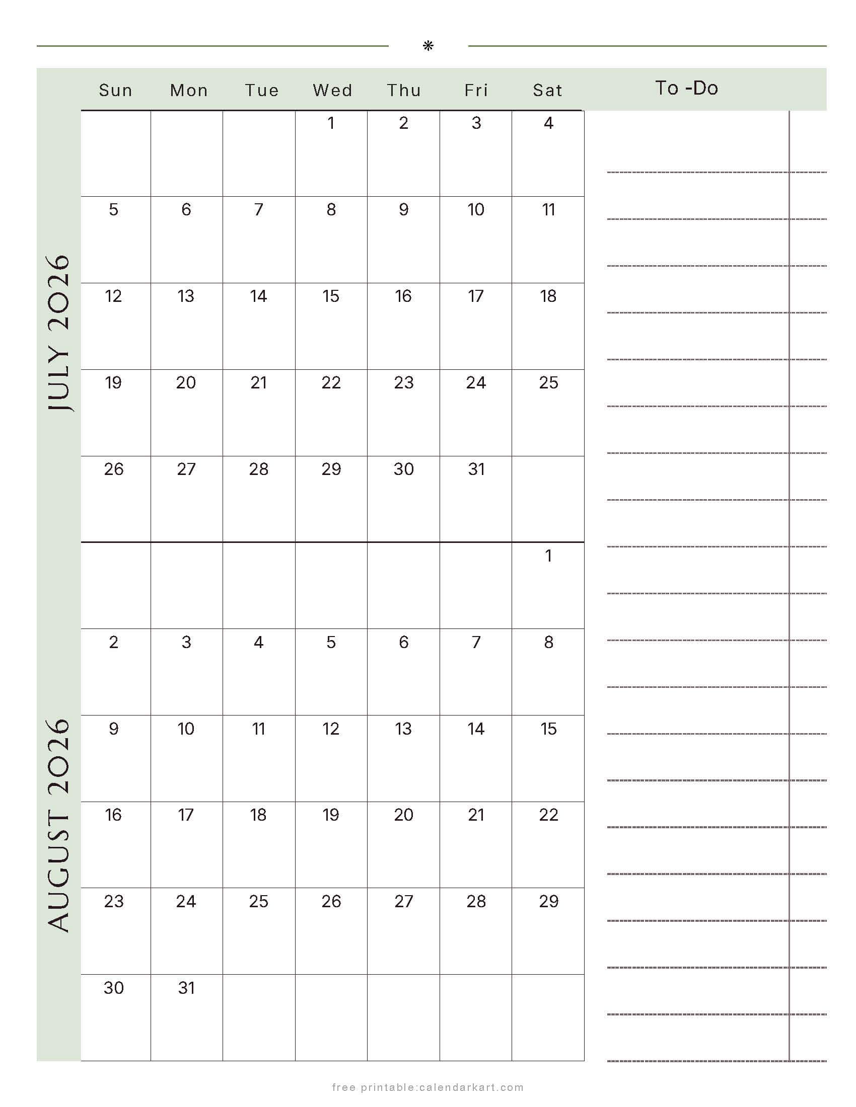 July-August Bi Monthly Calendar 2026 9