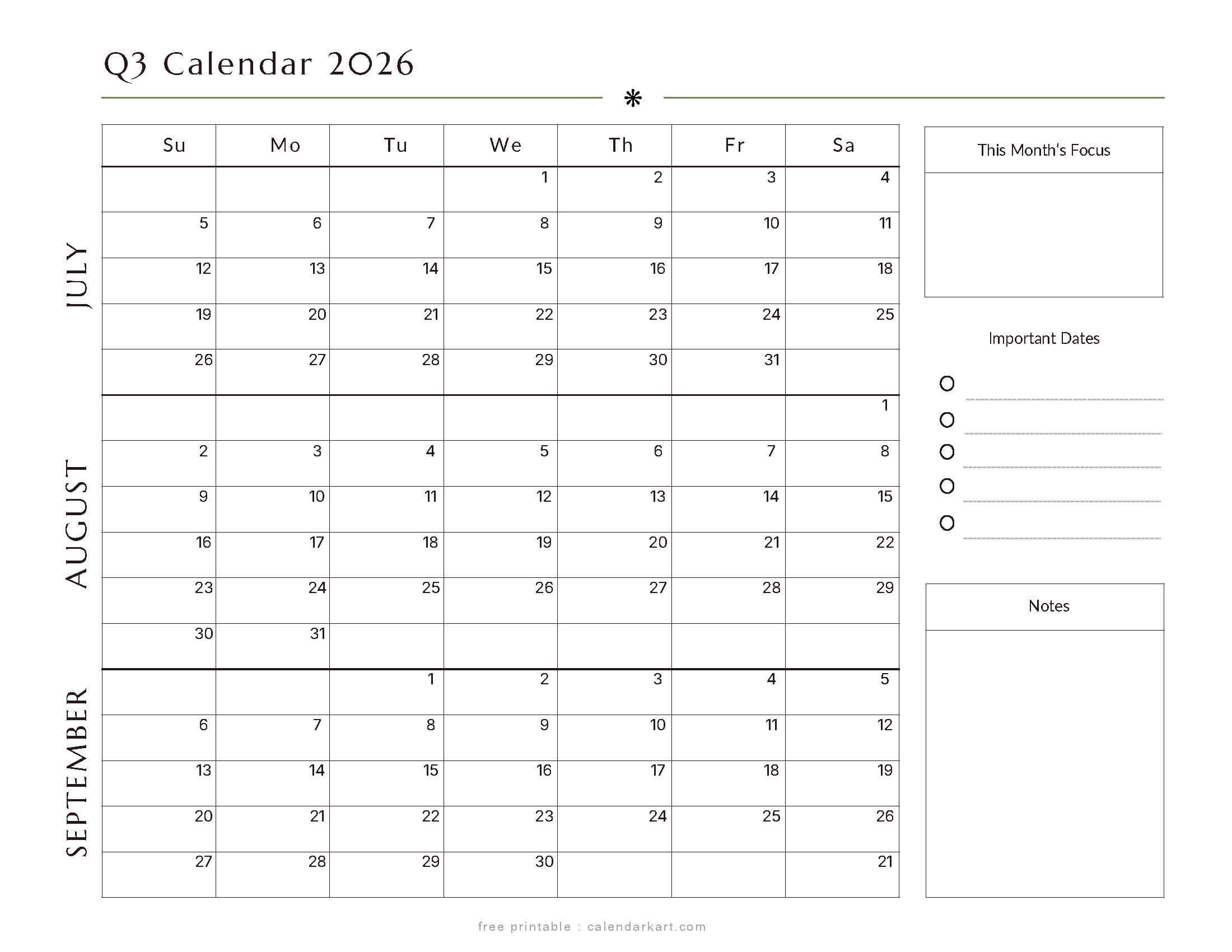 July-September 2026 Quarterly Calendar 3