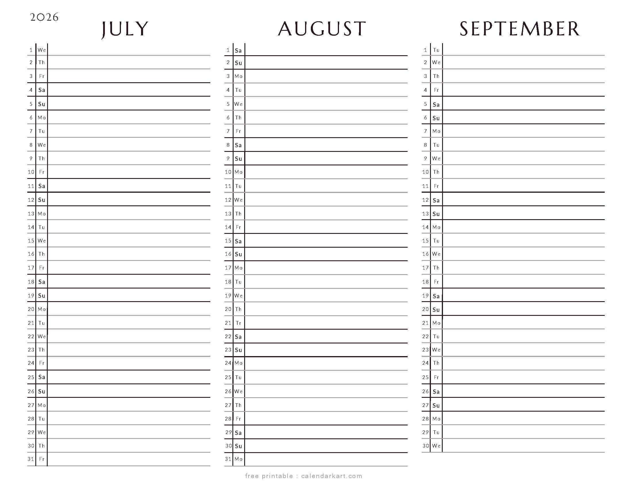 July-September 2026 Quarterly Calendar 7
