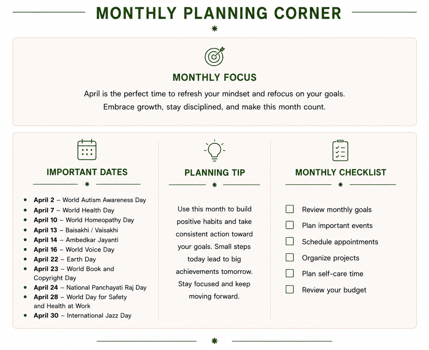 Monthly Focus April 2027