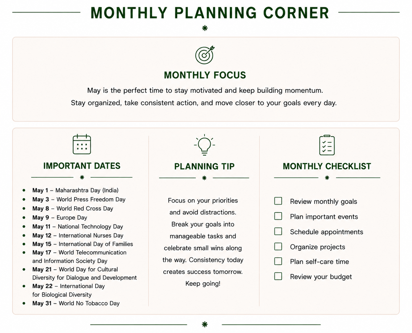 Monthly Focus May 2027
