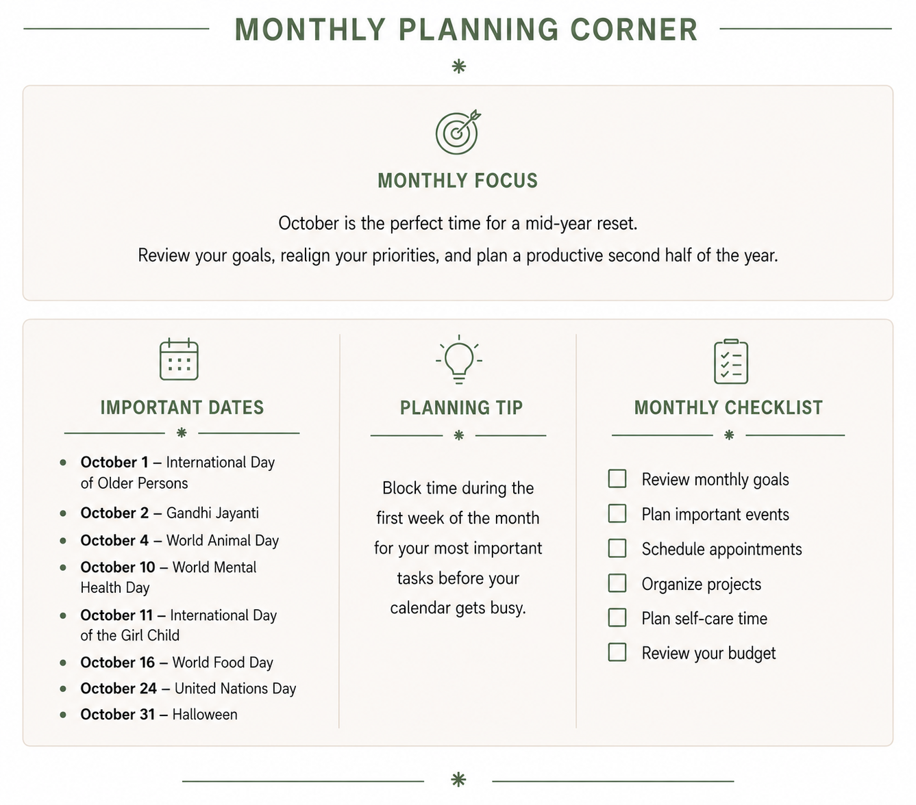 Monthly Focus October 2026