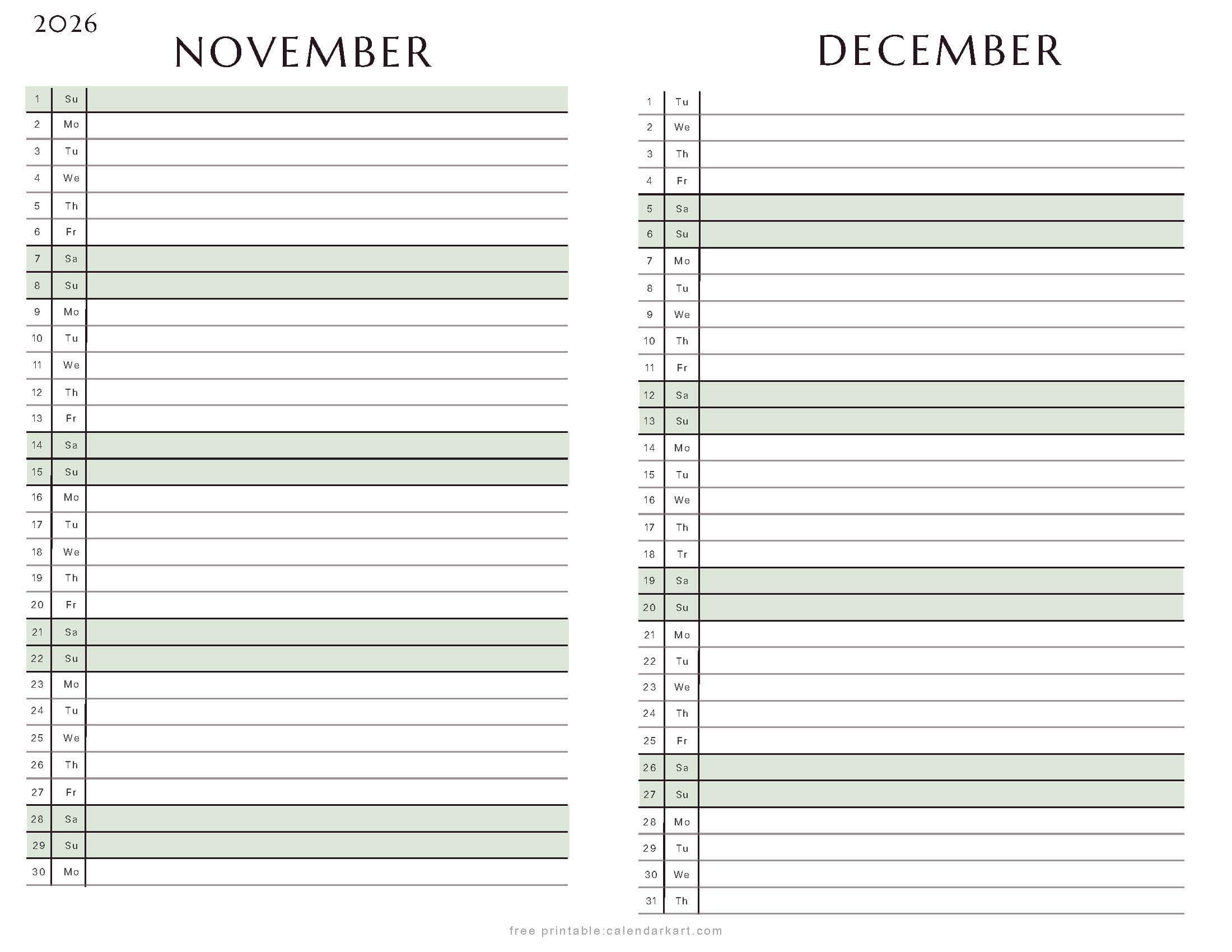 November-December Bi Monthly Calendar 2026 3