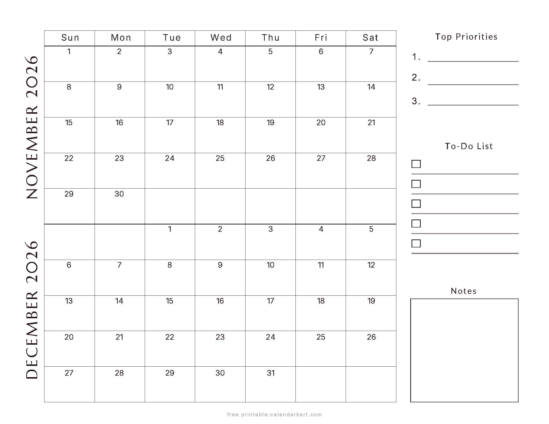 November-December Bi Monthly Calendar 2026 4