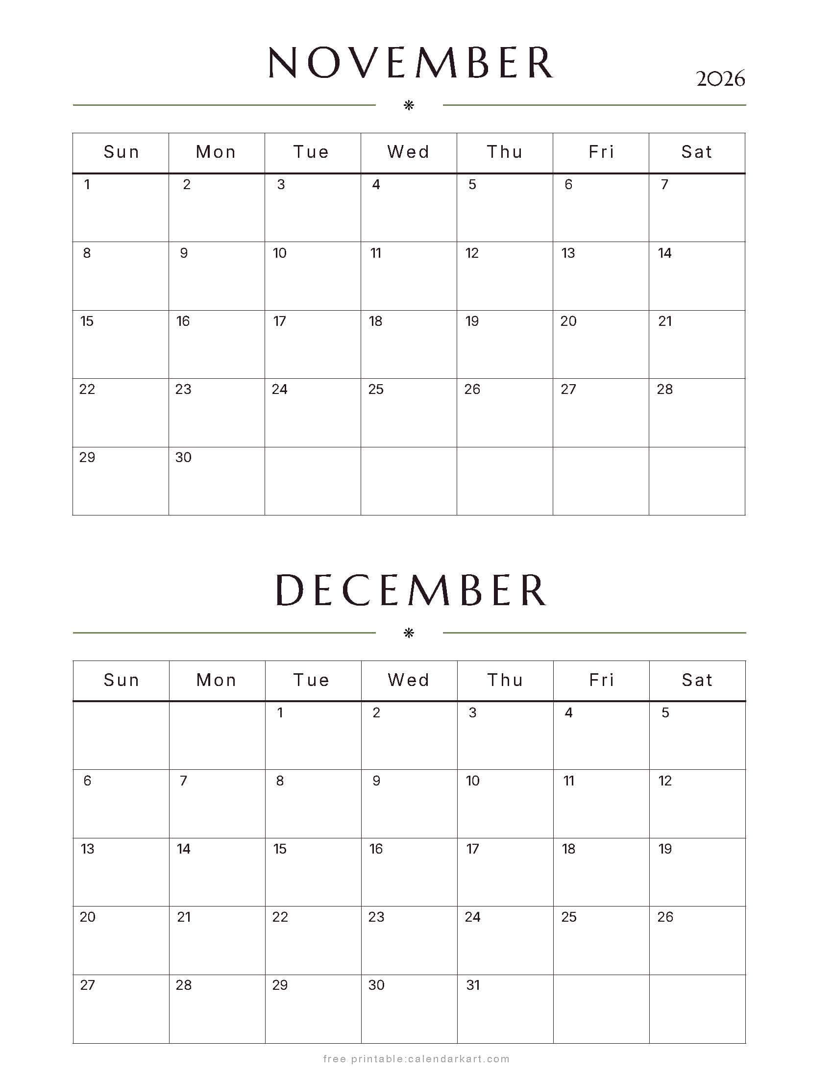 November-December Bi Monthly Calendar 2026 5