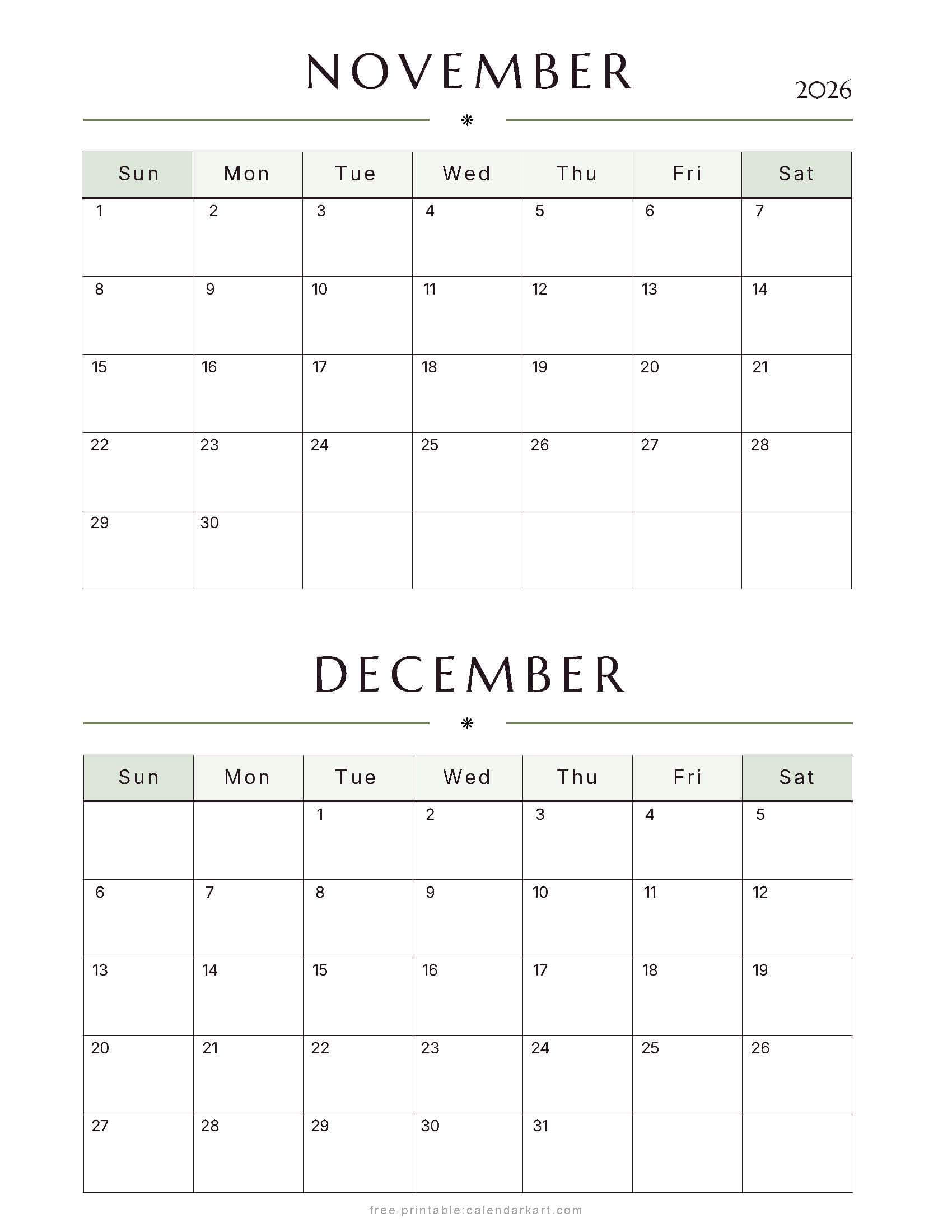 November-December Bi Monthly Calendar 2026 6