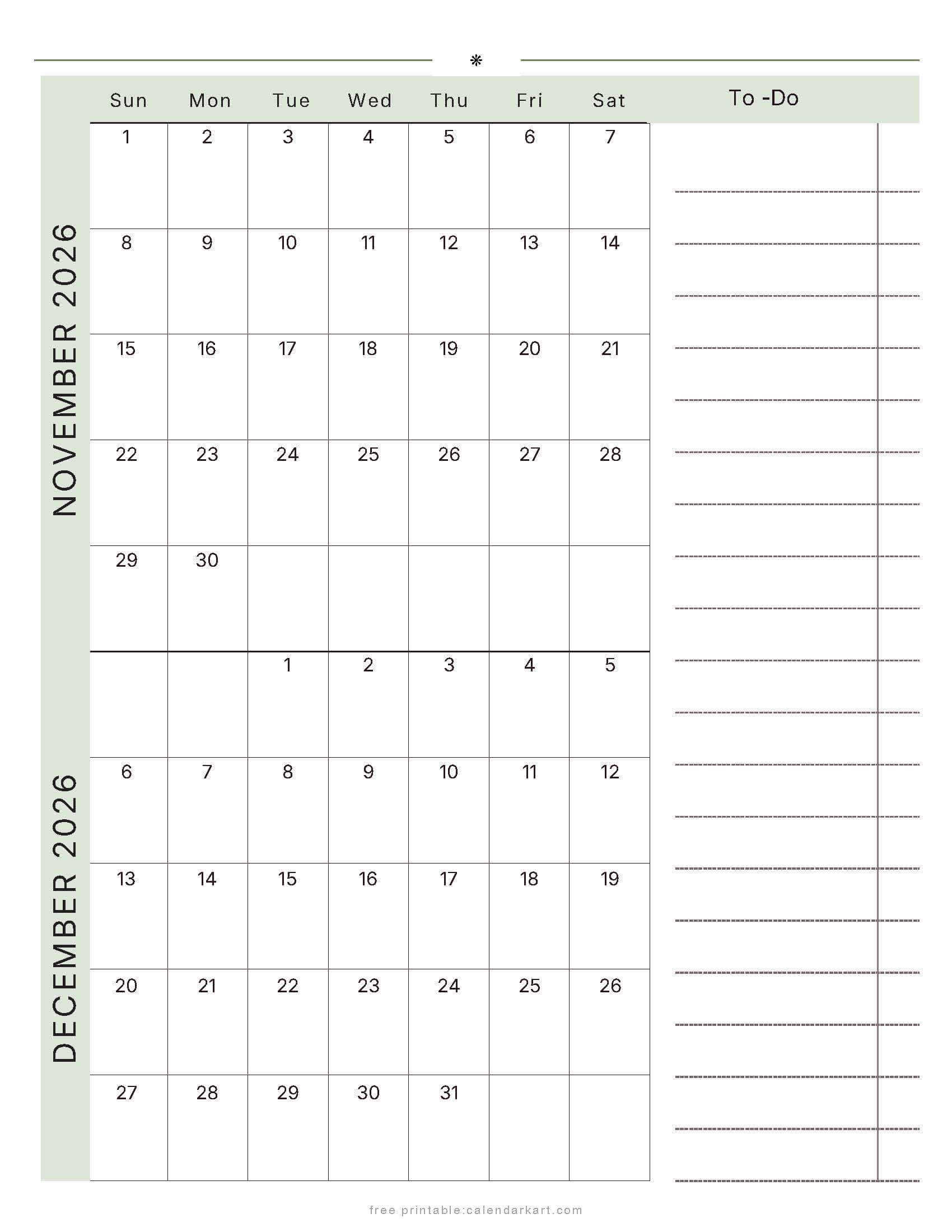 November-December Bi Monthly Calendar 2026 9