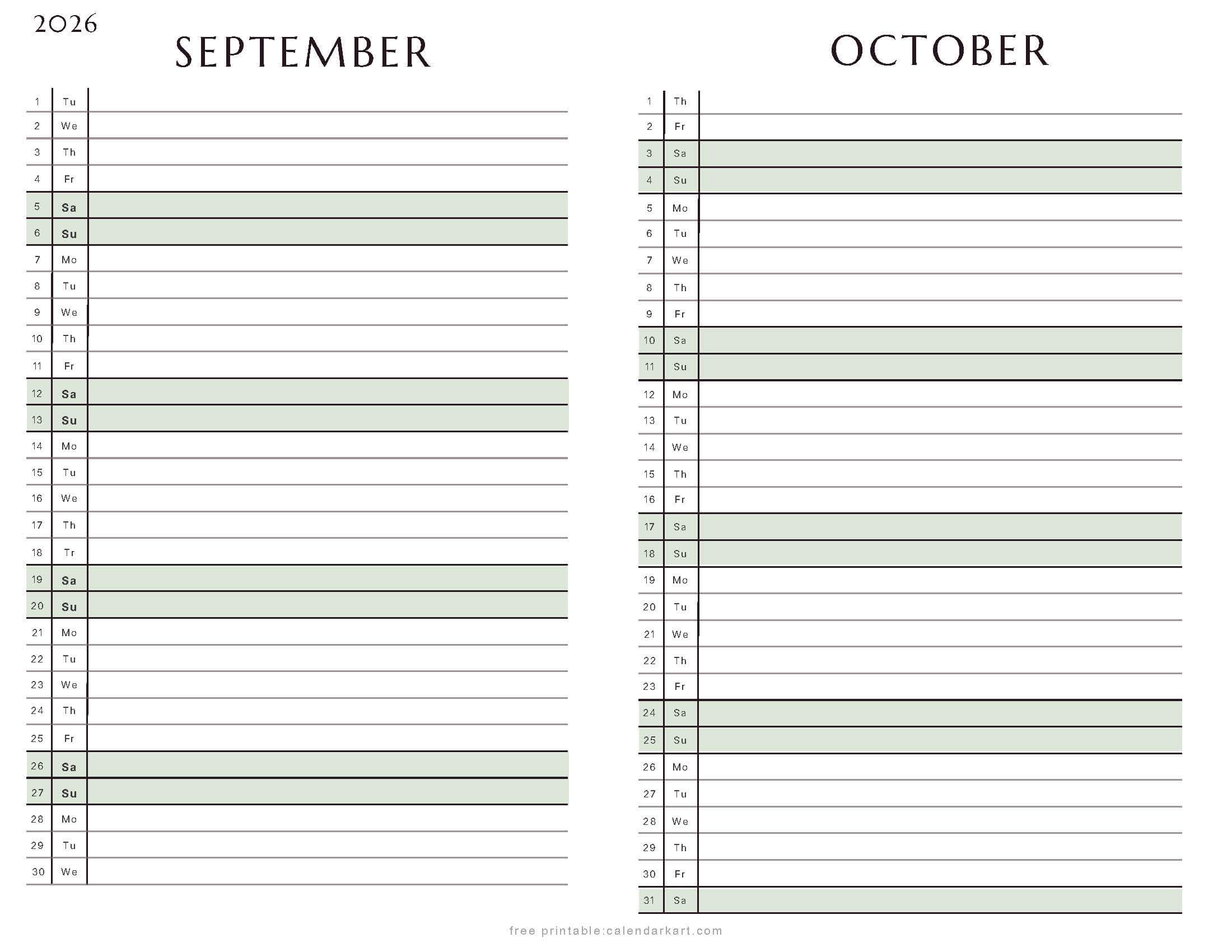 September-October Bi Monthly Calendar 2026 3