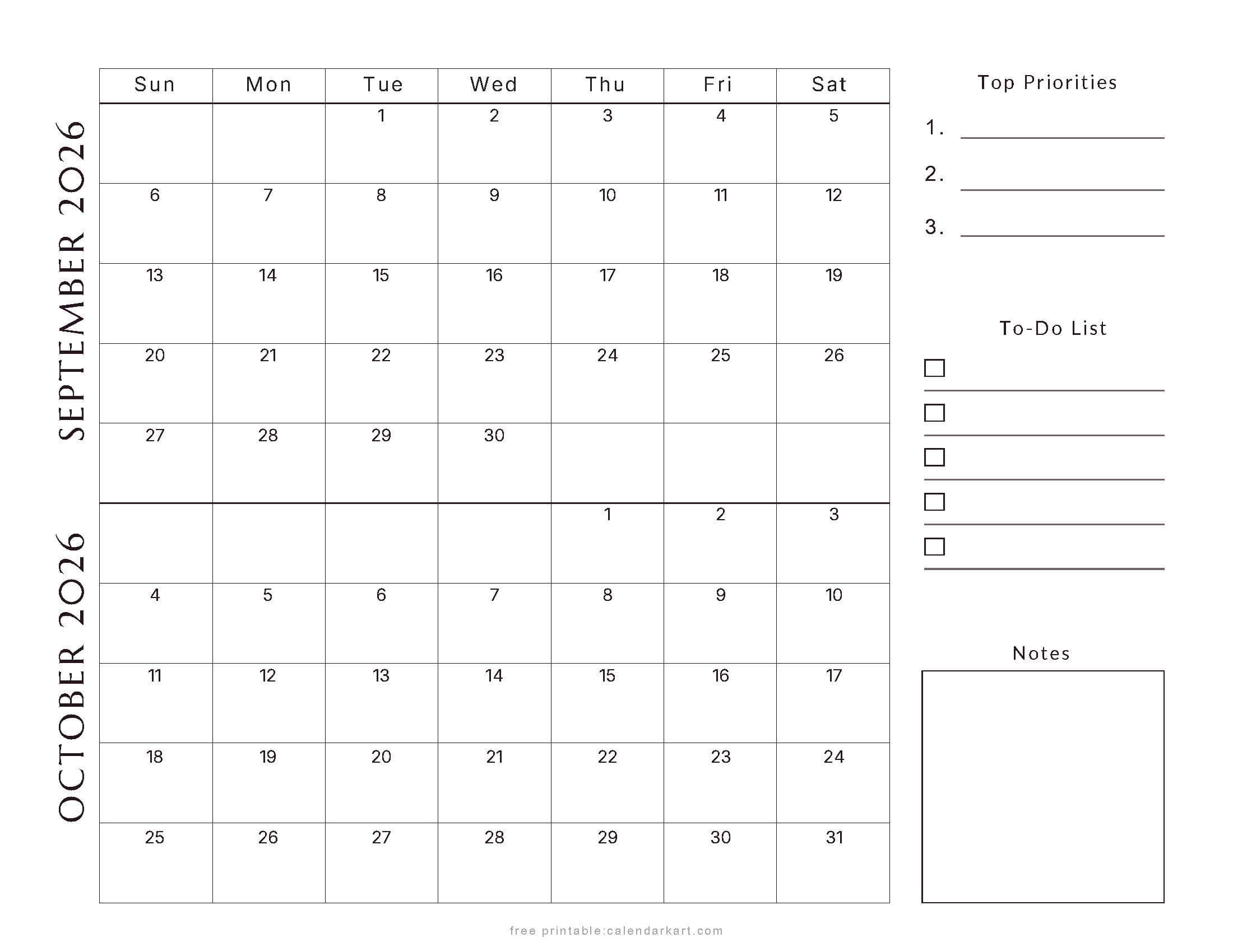 September-October Bi Monthly Calendar 2026 4