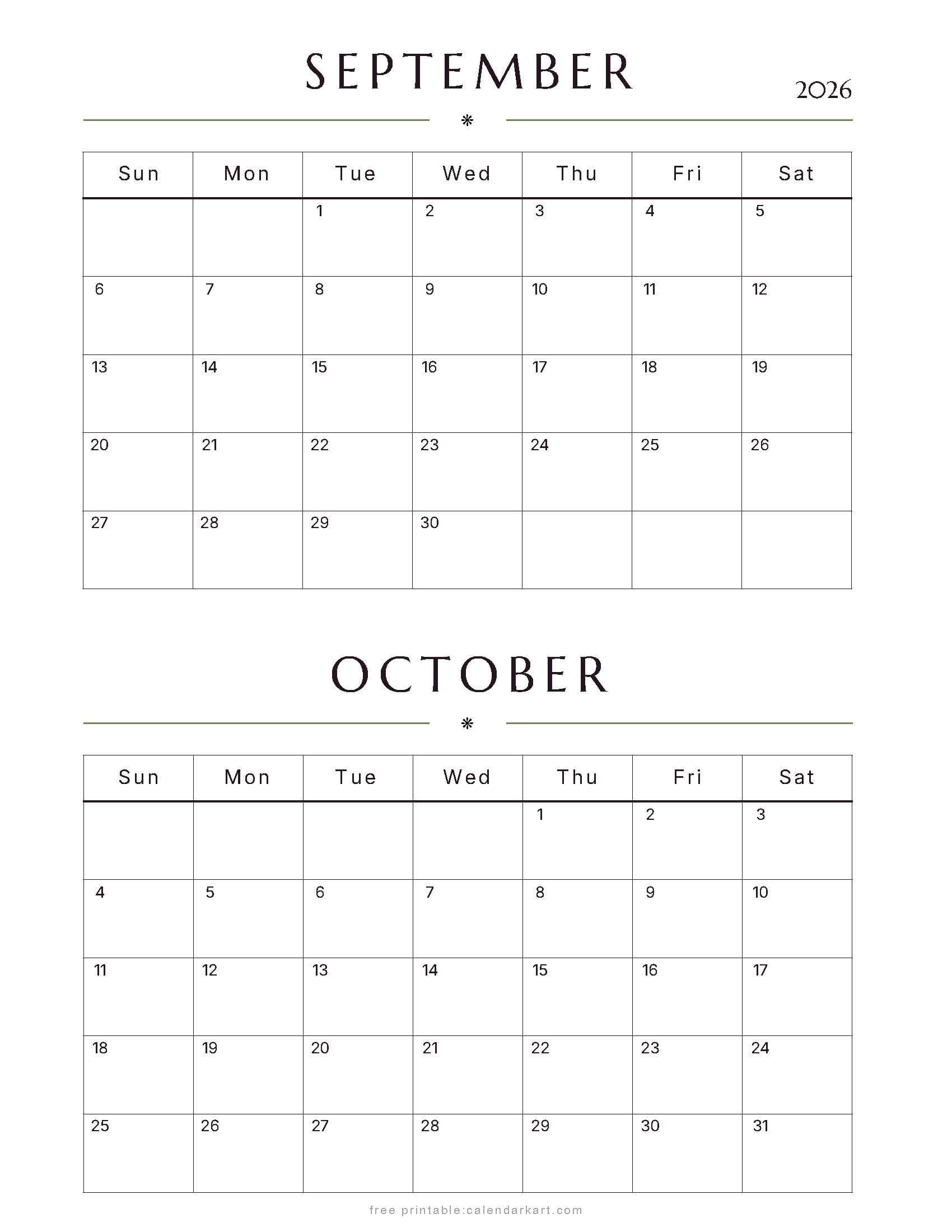 September-October Bi Monthly Calendar 2026 5