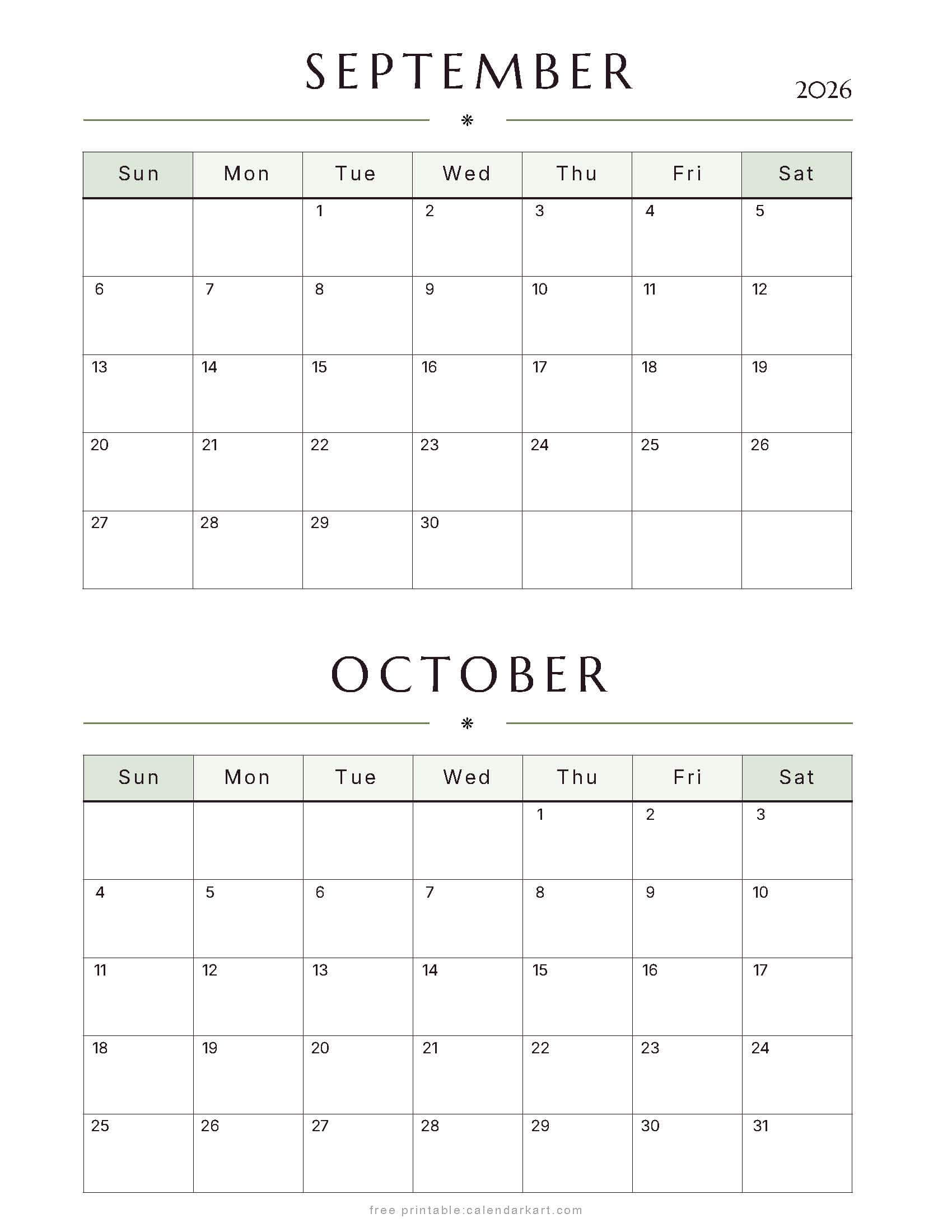 September-October Bi Monthly Calendar 2026 6