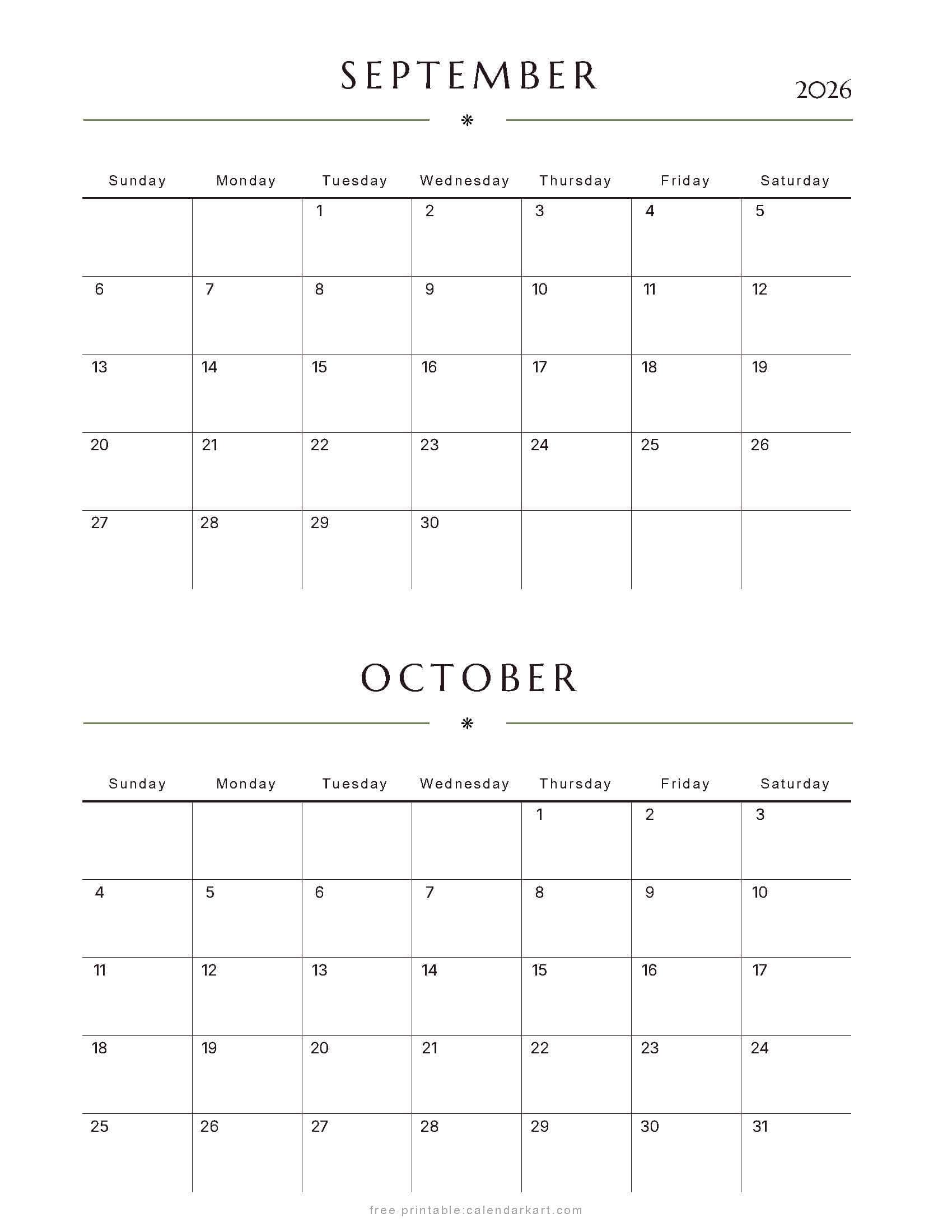 September-October Bi Monthly Calendar 2026 7