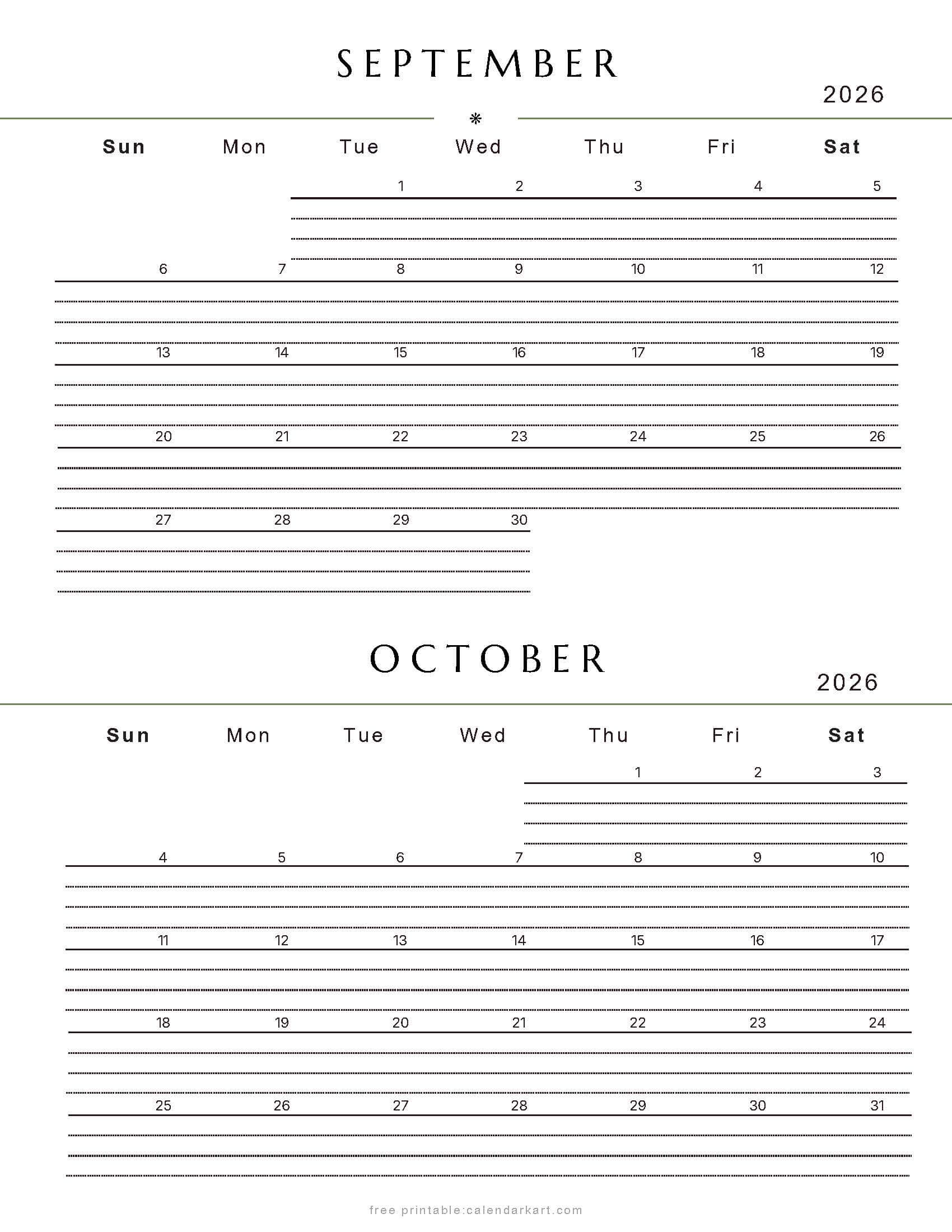 September-October Bi Monthly Calendar 2026 8
