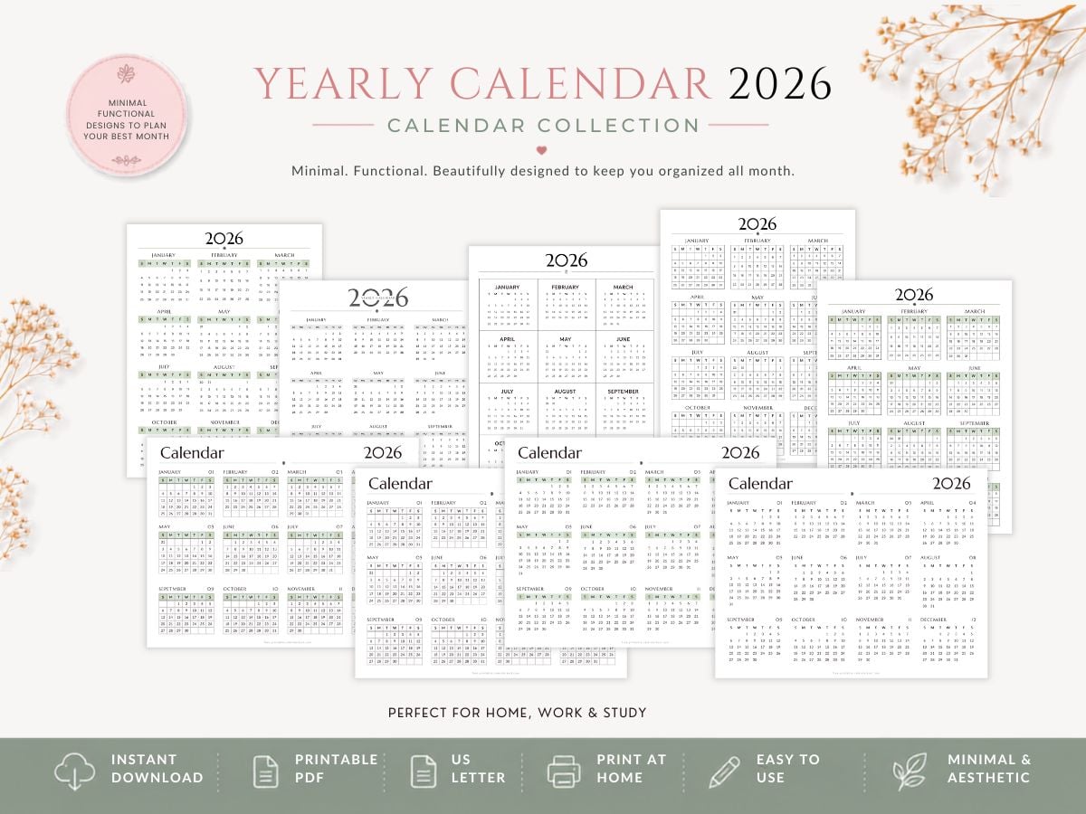 Yearly calendar 2026 Feature calendars image