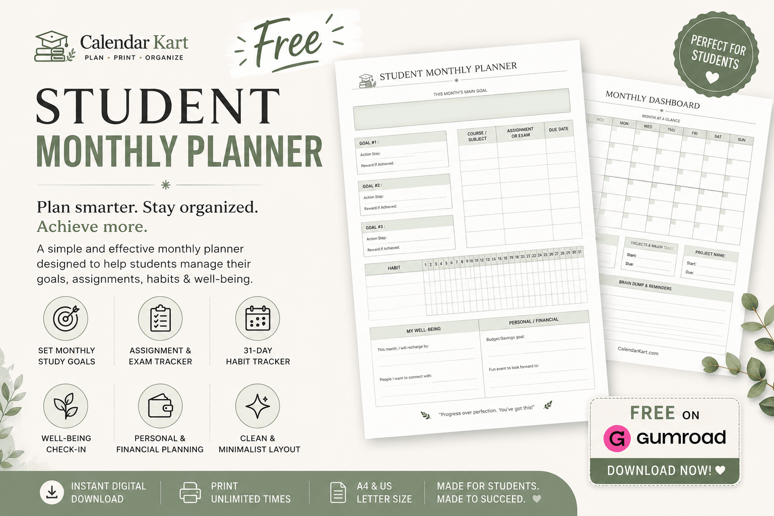 Free Printable Student Planner