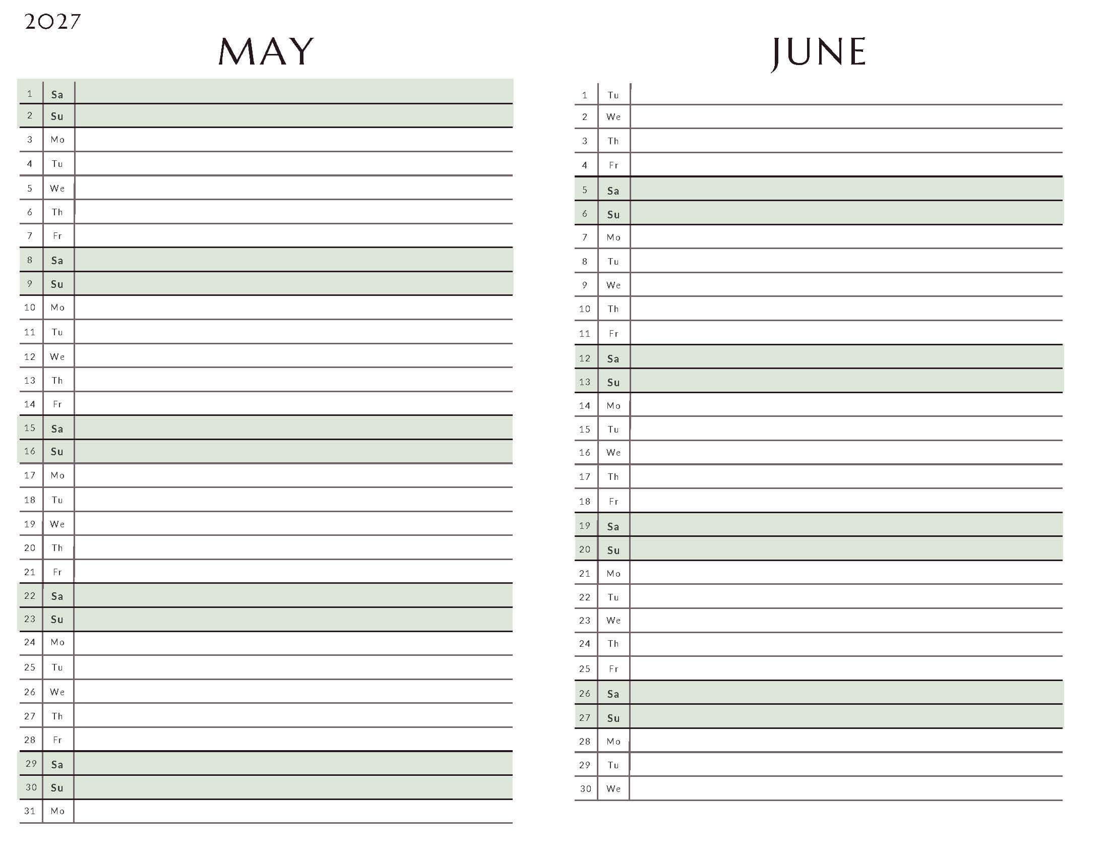 May-June Bi Monthly Calendar 2027 3