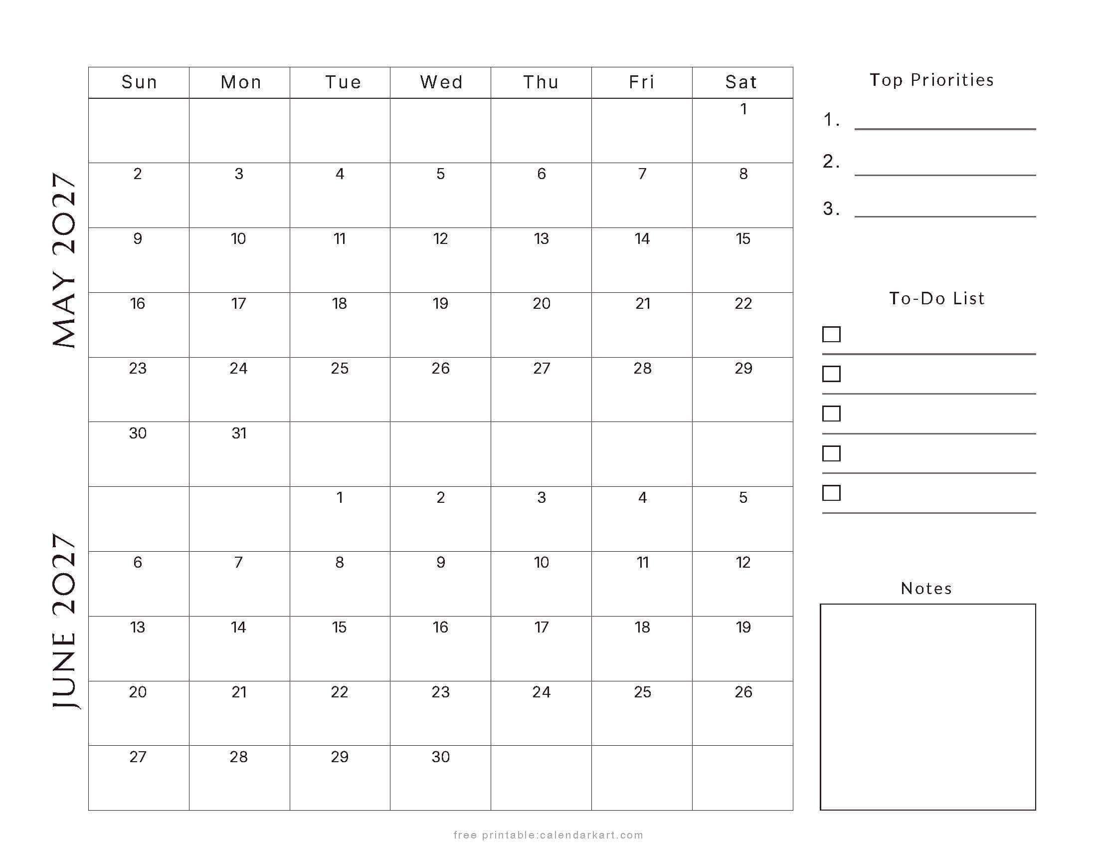 May-June Bi Monthly Calendar 2027 4