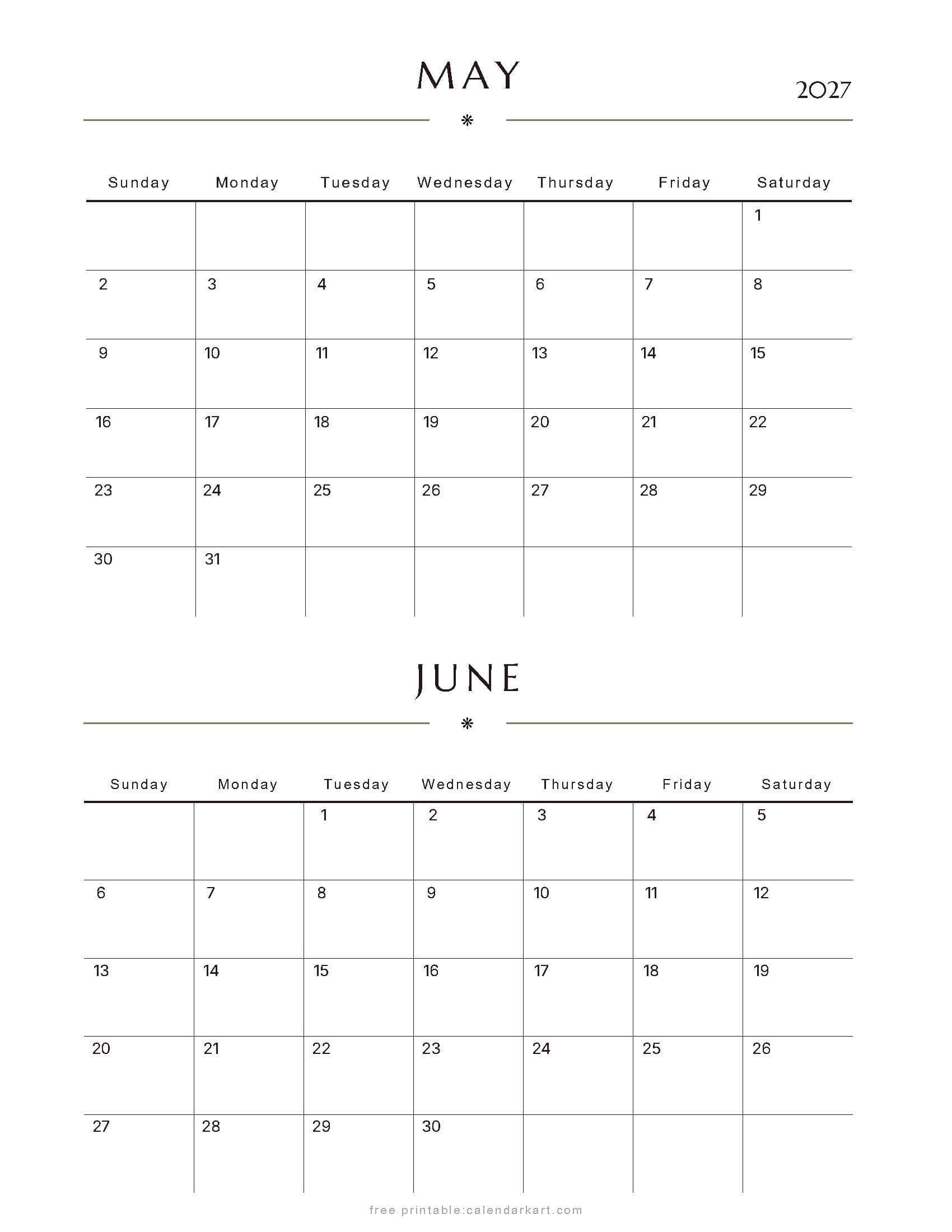 May-June Bi Monthly Calendar 2027 7