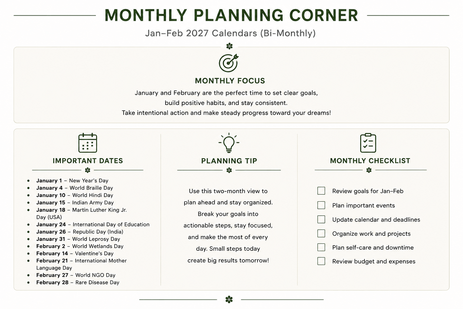 Monthly Focus Jan-Feb 2027