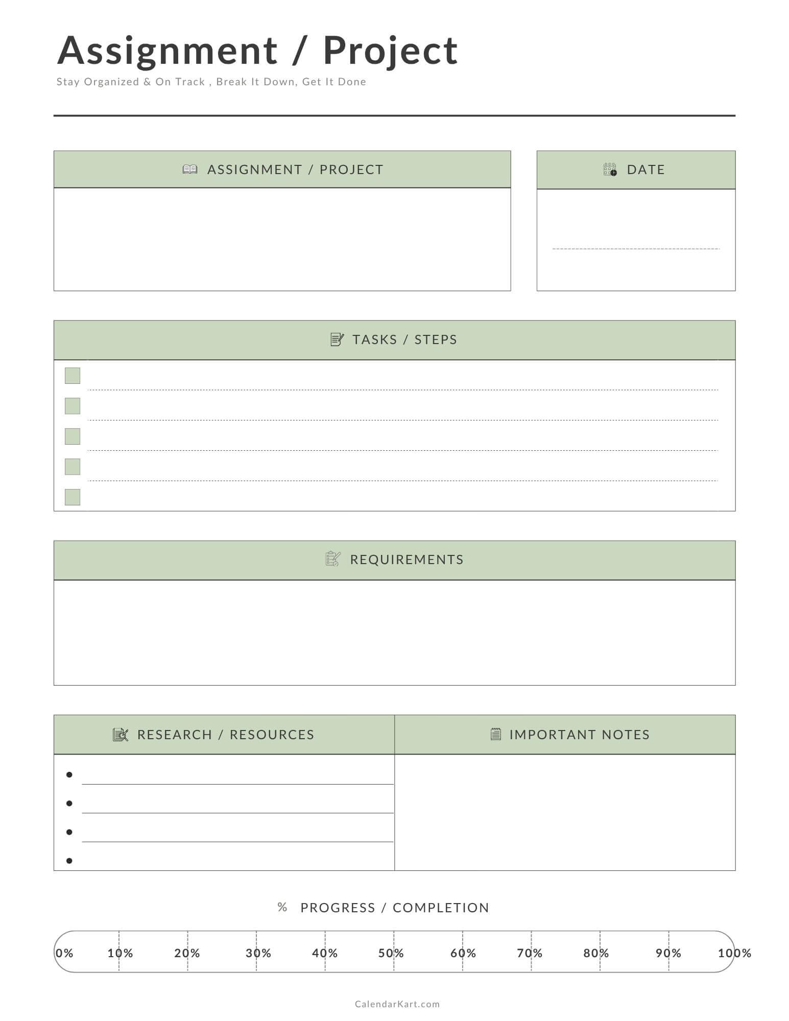 Free Printable Assignment _ Project Sage Green