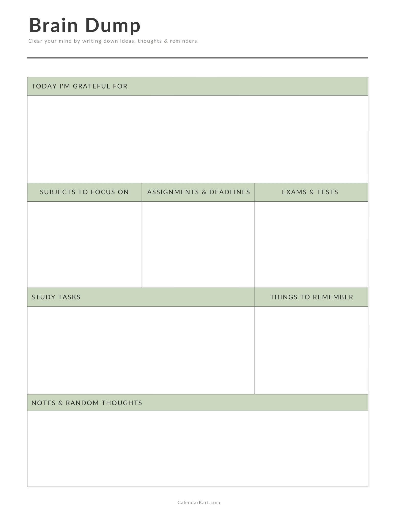 Free Printable Brain Dump