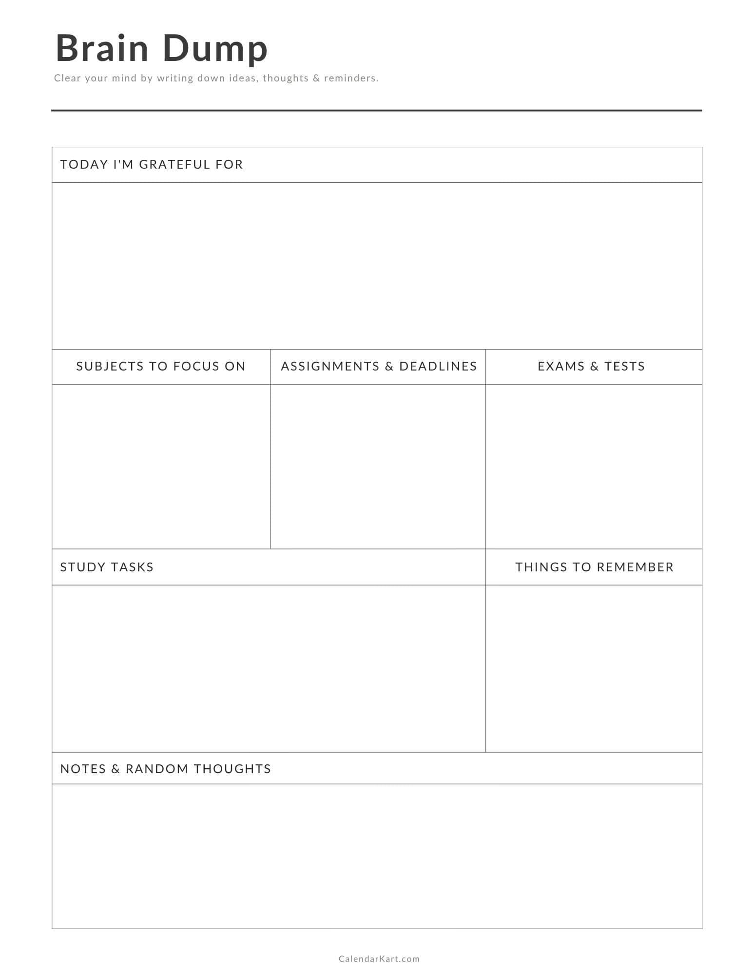 Free Printable Brain Dump