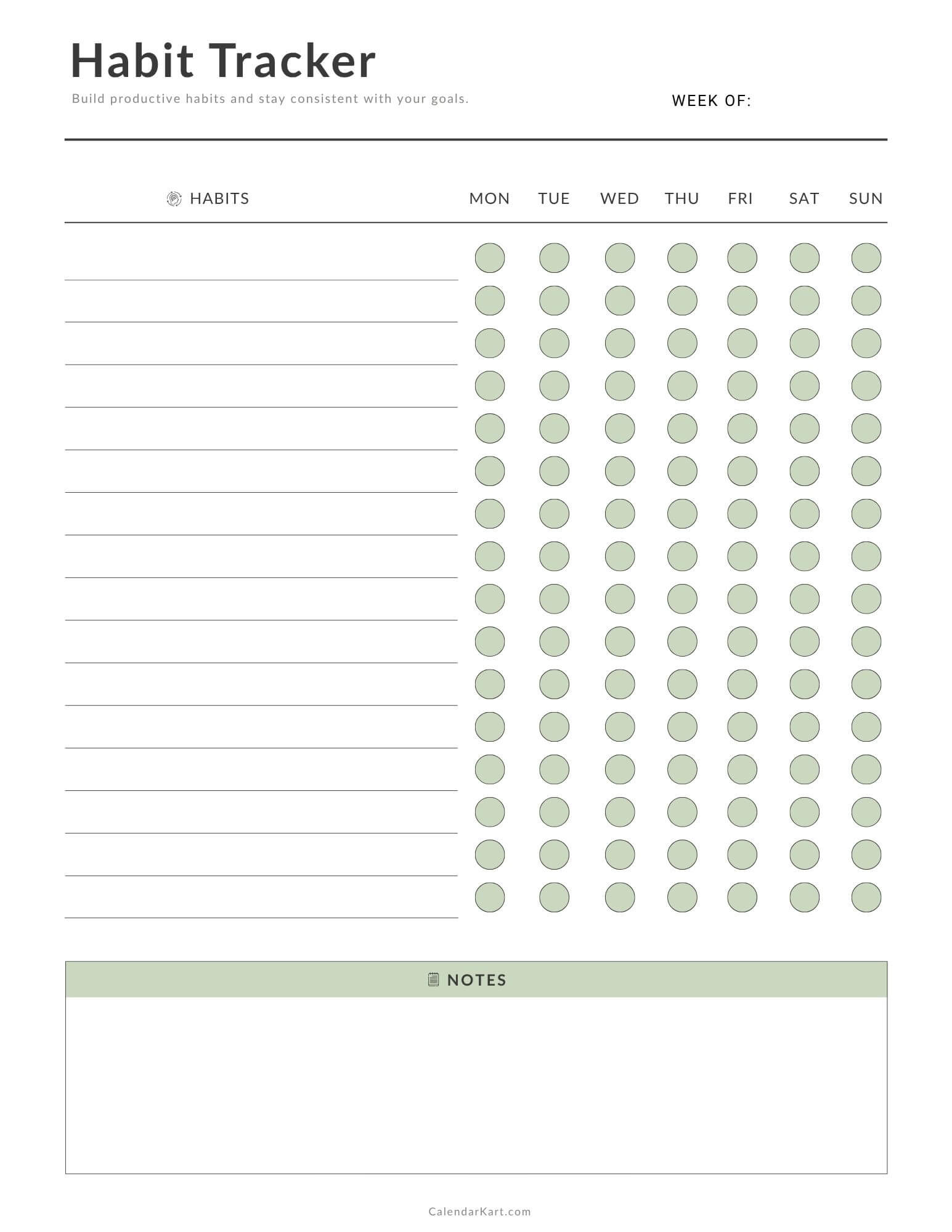 Free Printable Habit Tracker Sage Green
