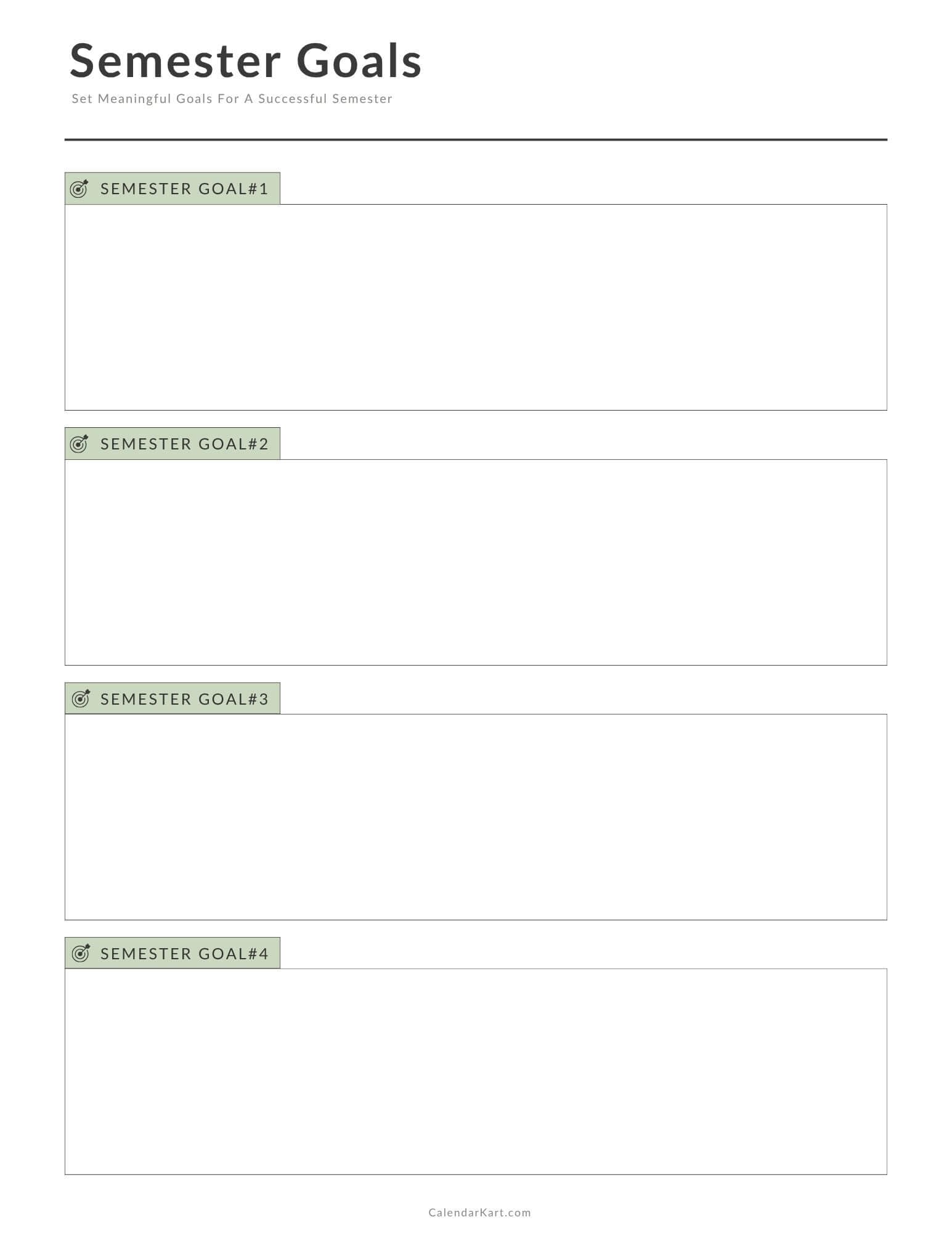 Free Printable Semester Goals Sage Green