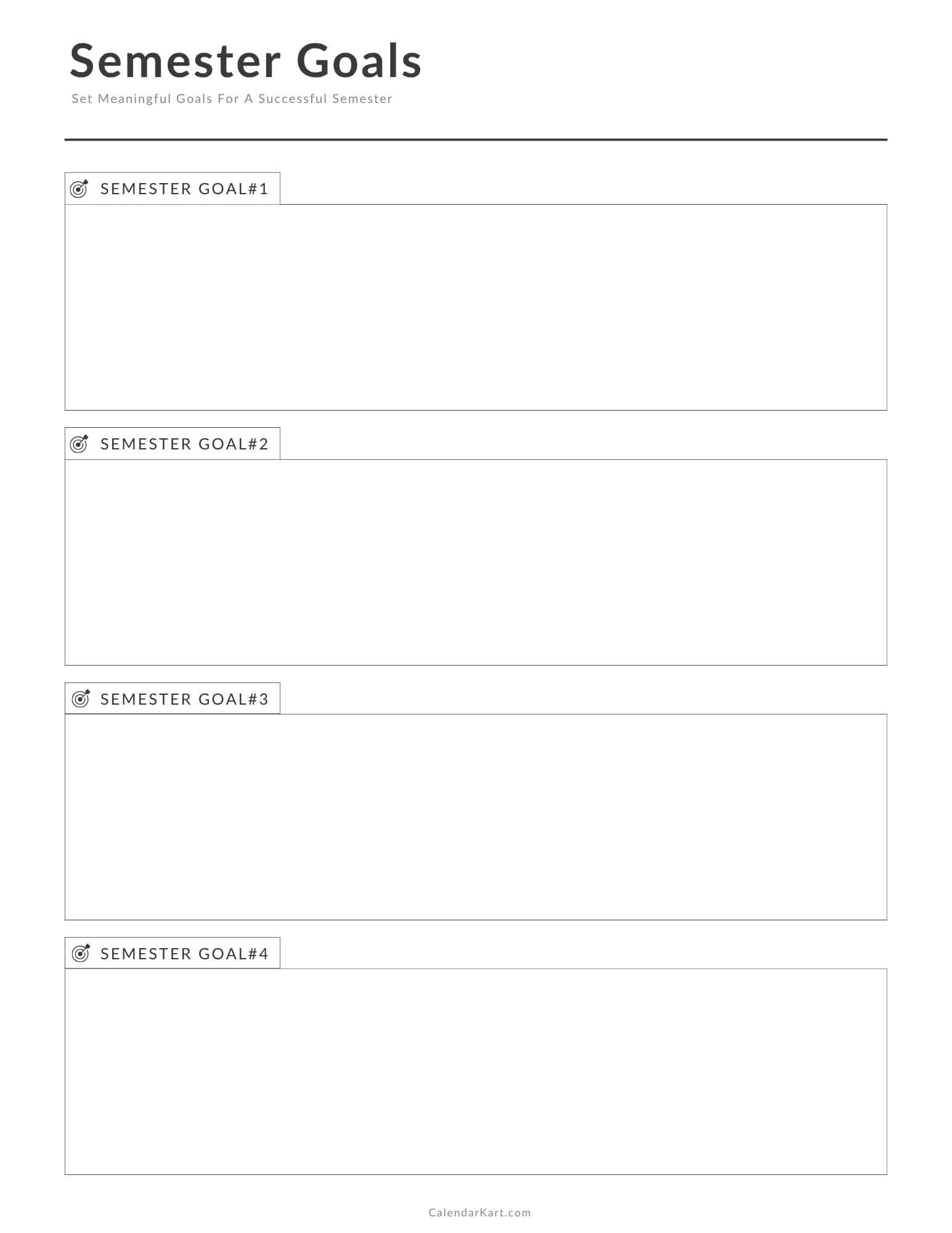 Free Printable Semester Goals