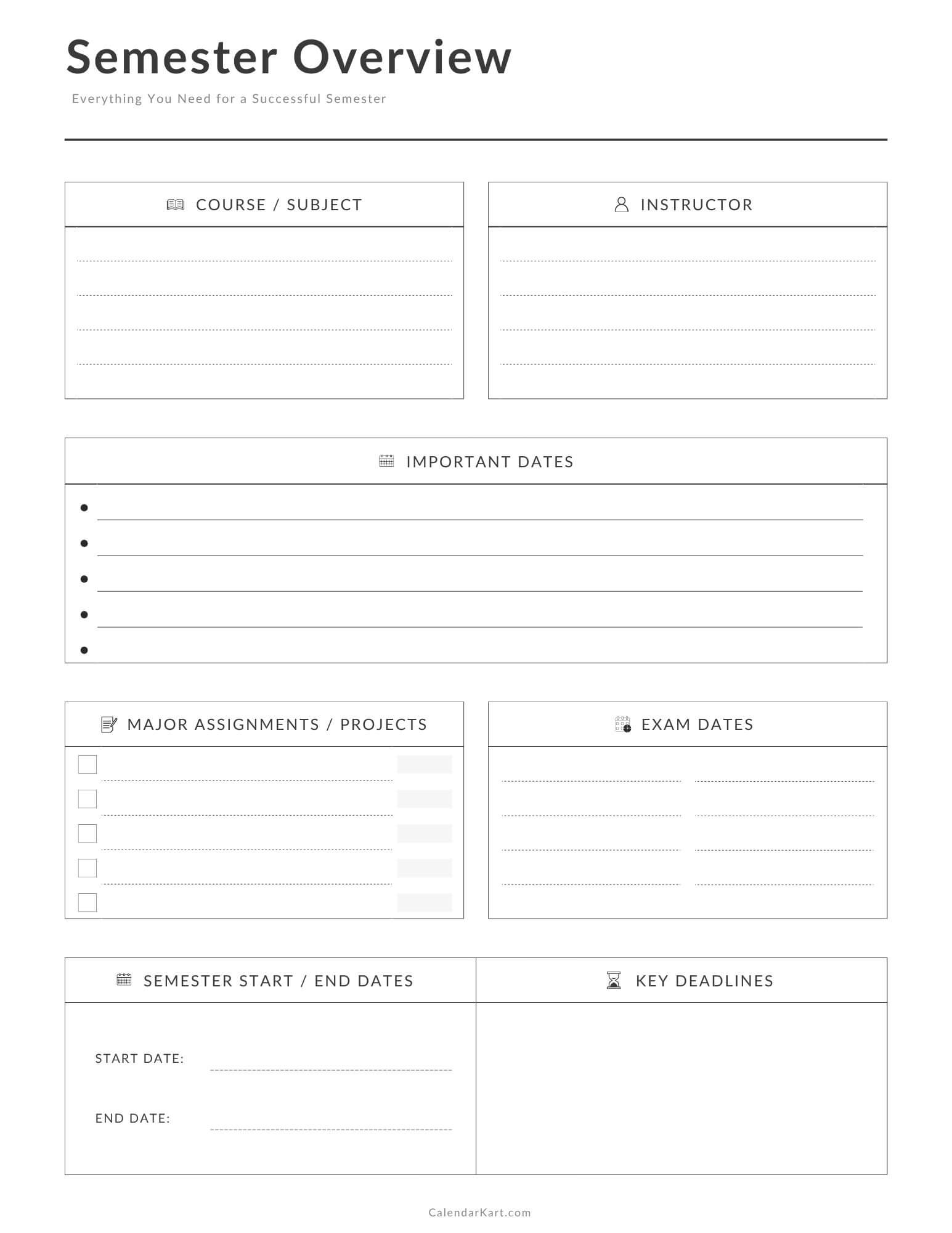 Free Printable Semester Overview