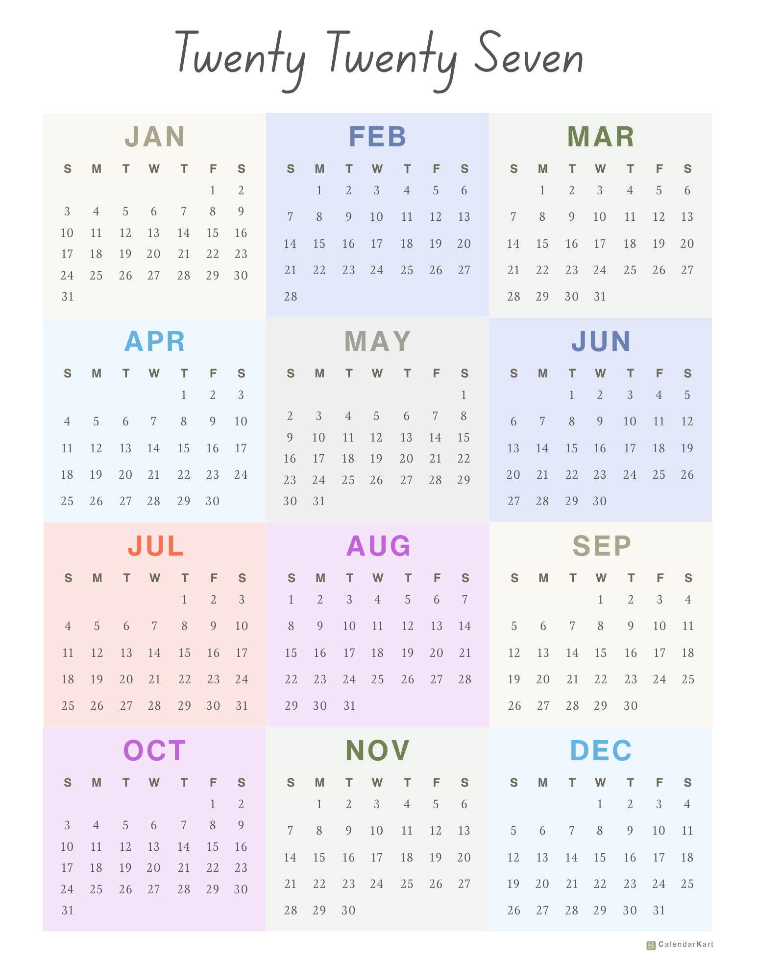 2027 New Design yearly Calendars 10