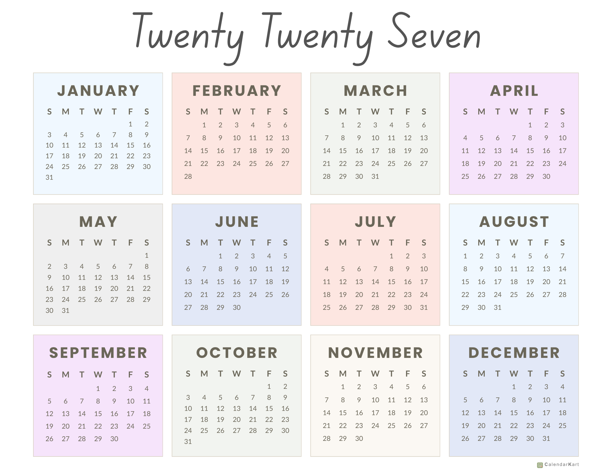 2027 New Design yearly Calendars 4
