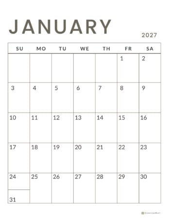 Fillable PDF Monthly Calendar Jan-Dec 2027 (4)