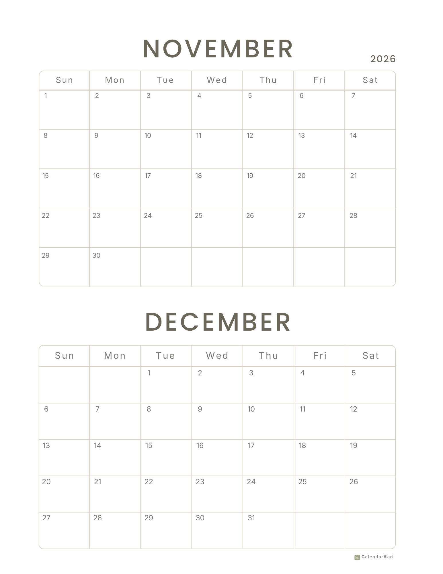 Nov-Dec 2026 BI monthly Calendars 1