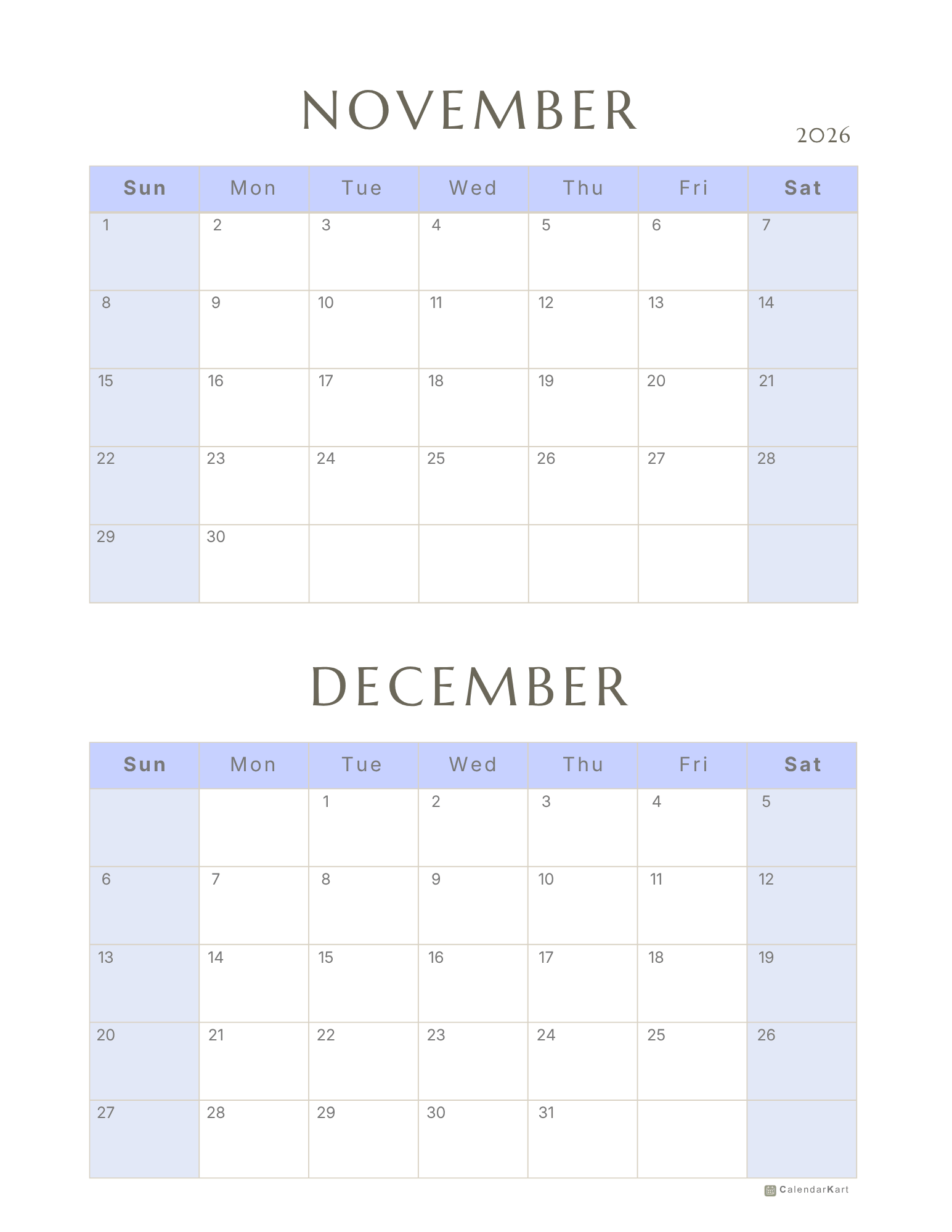 Nov-Dec 2026 BI monthly Calendars 5