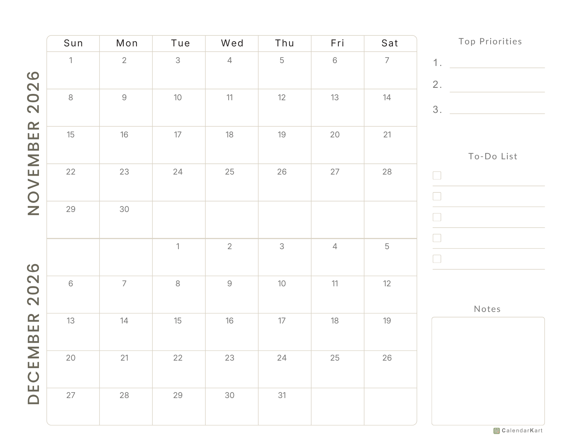 Nov-Dec 2026 BI monthly Calendars 7